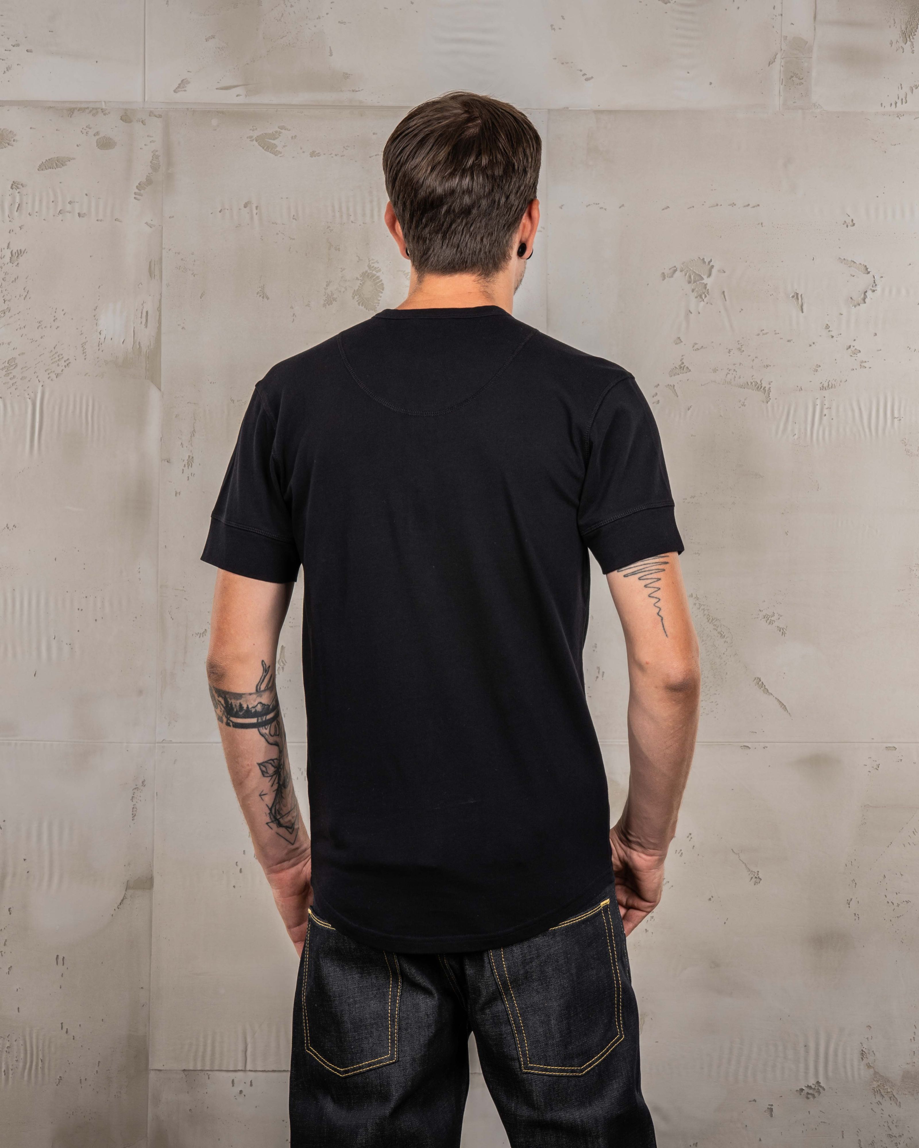 1927 Henley Shirt Short Sleeve Deep Black
