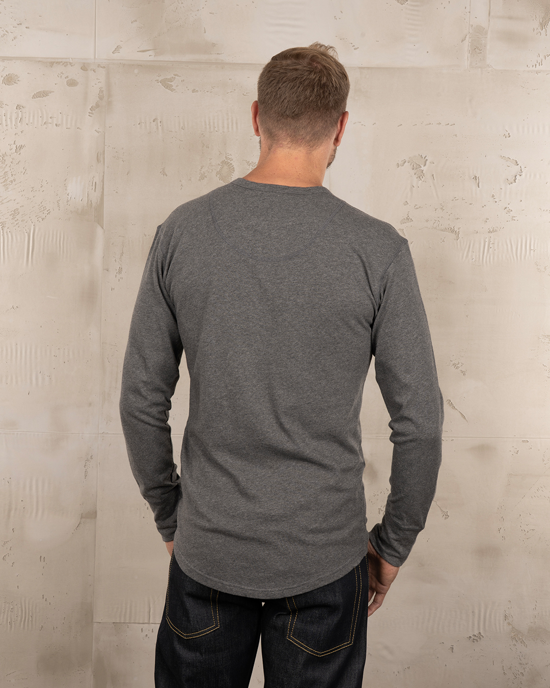 1927 Henley Shirt Long Sleeve Grey Melange