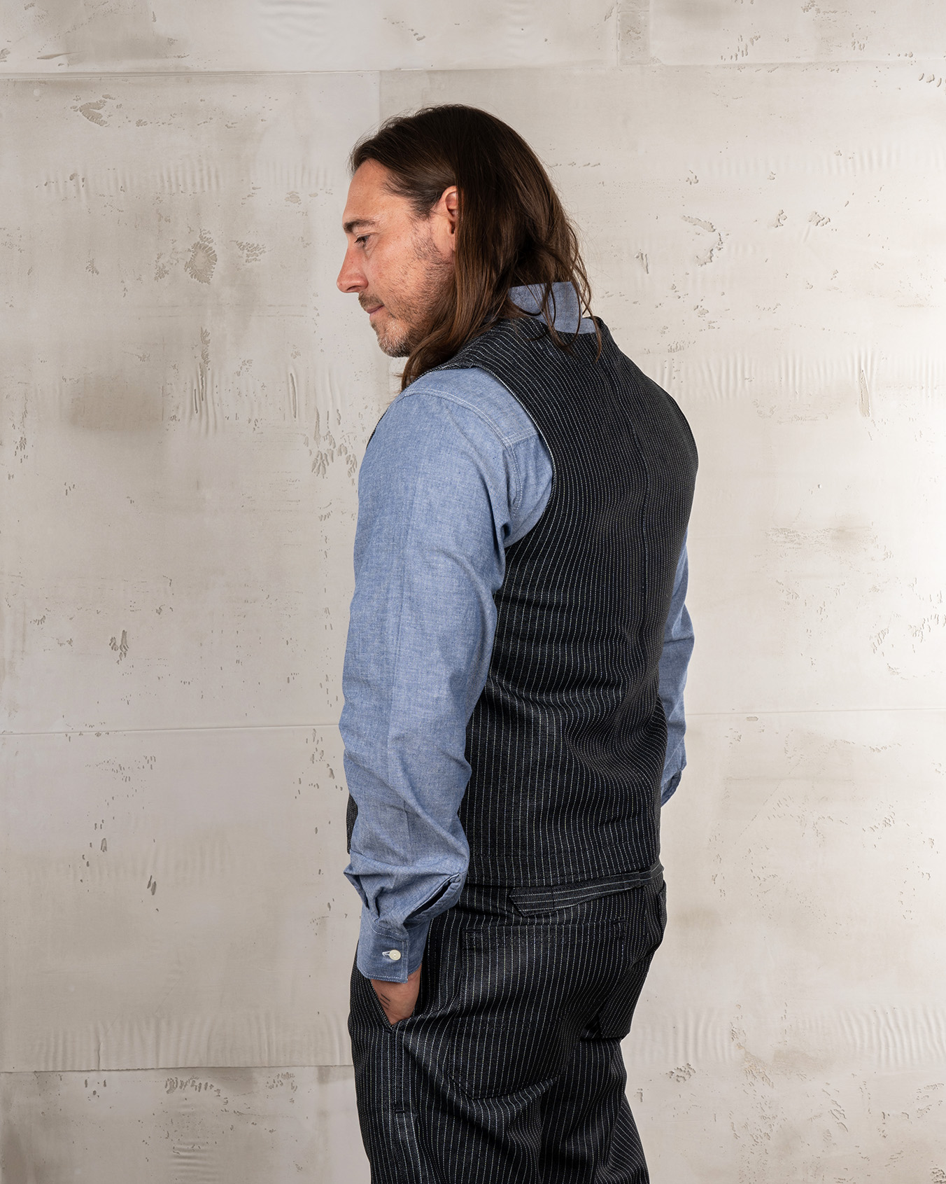 1937 Roamer Vest blue wabash