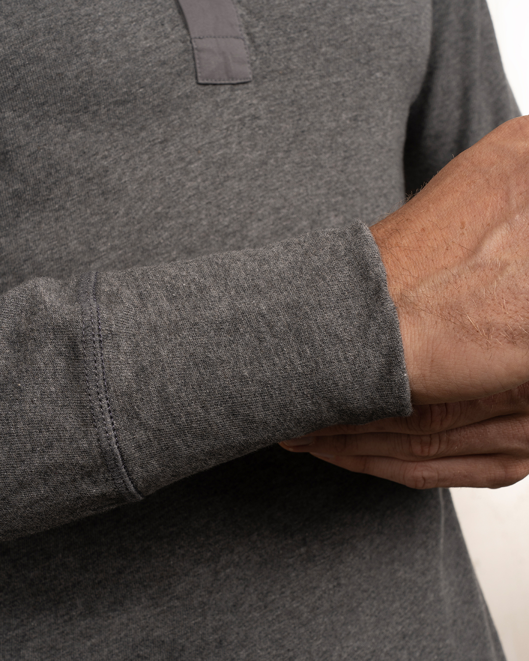 1927 Henley Shirt Long Sleeve Grey Melange