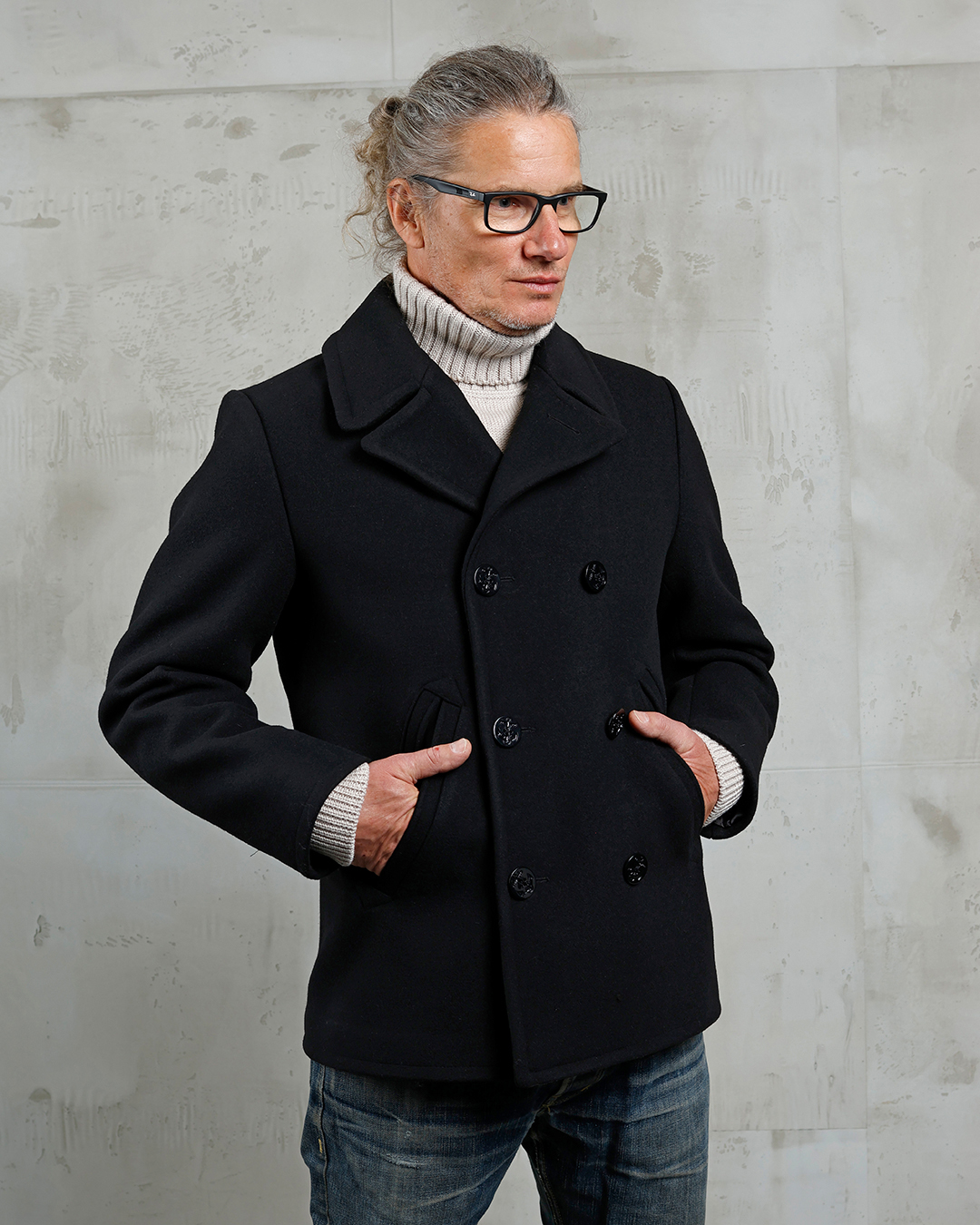 1938 Pea Coat Black Wool