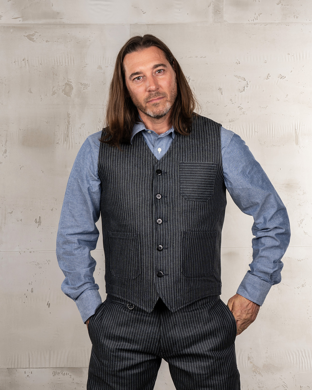 1937 Roamer Vest blue wabash