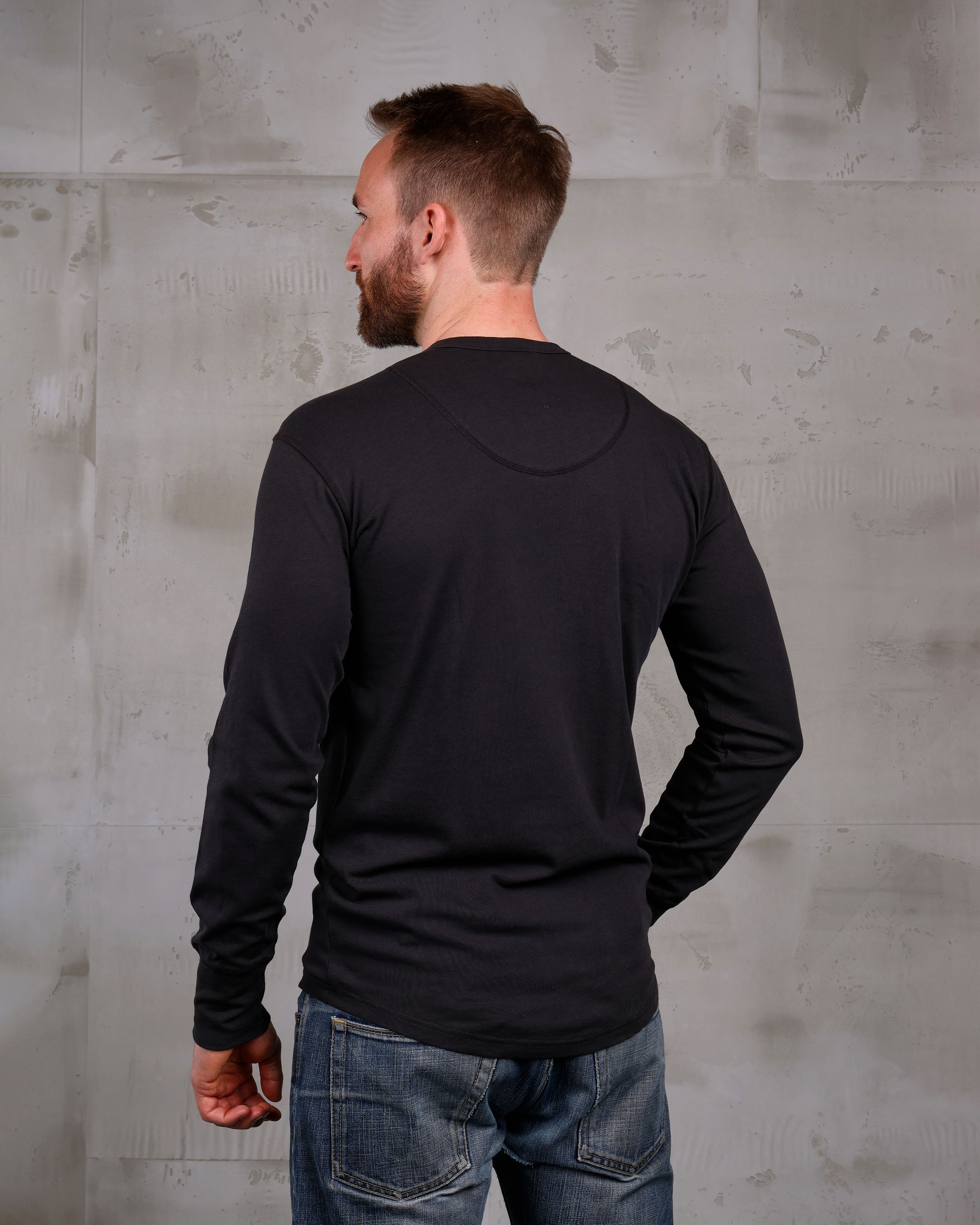1927 Henley Shirt Long Sleeve Faded Black