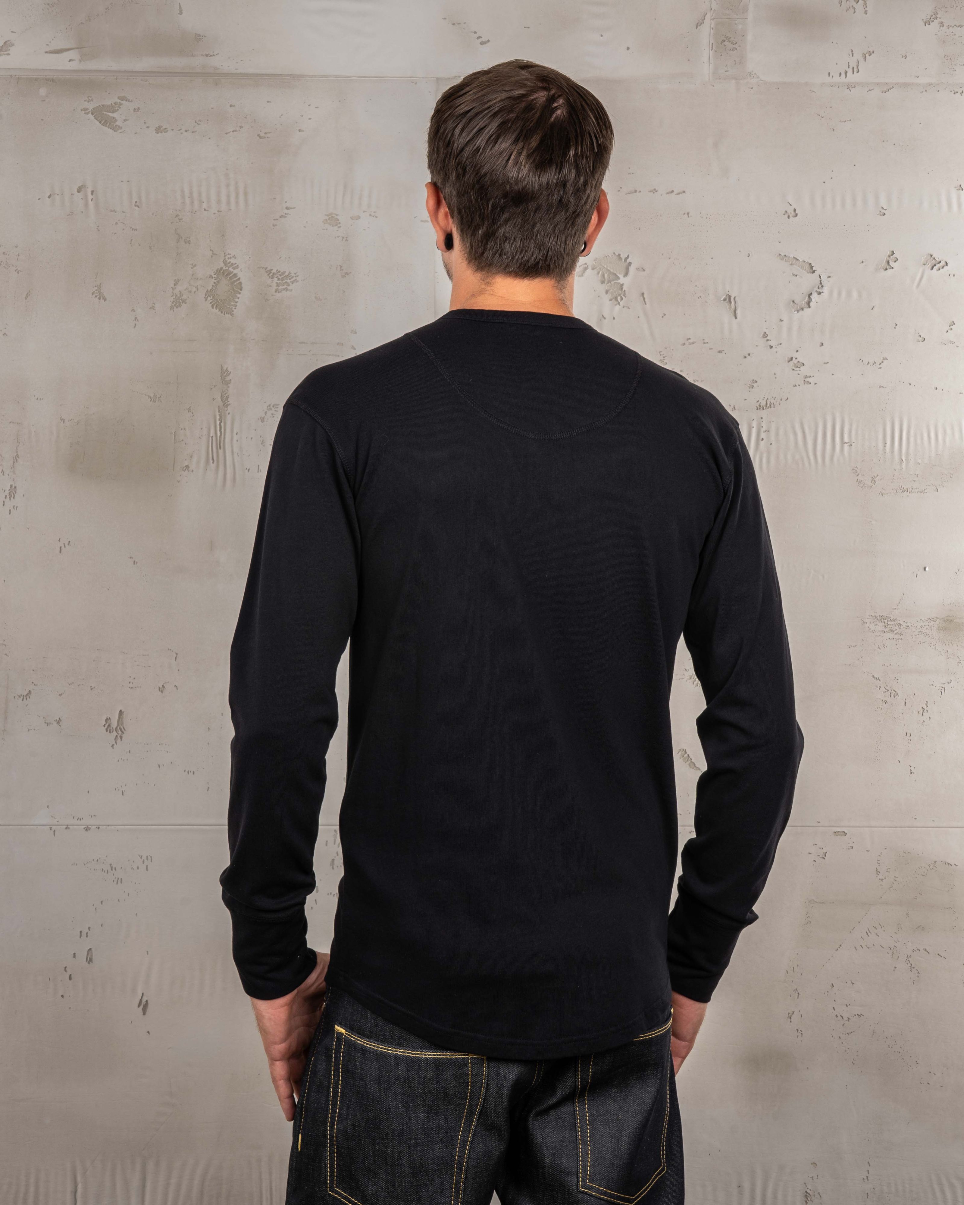 1927 Henley Shirt Long Sleeve Deep Black