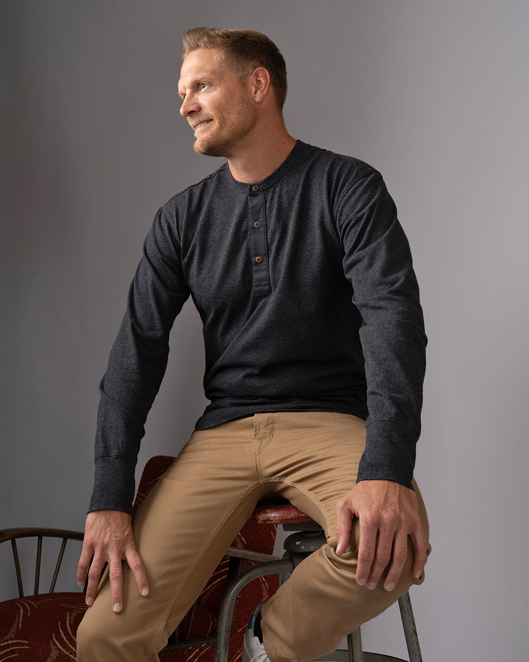 1927 Henley Shirt long sleeve iron grey