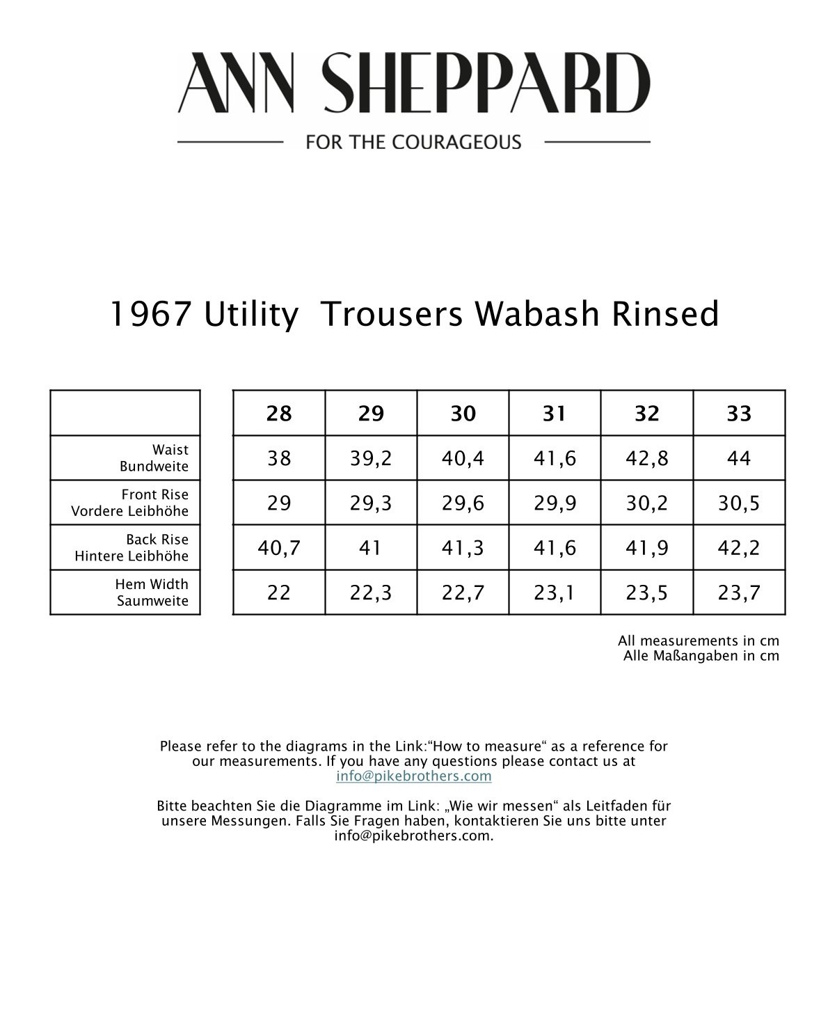 1967 Utility Trousers Blue Wabash Rinsed
