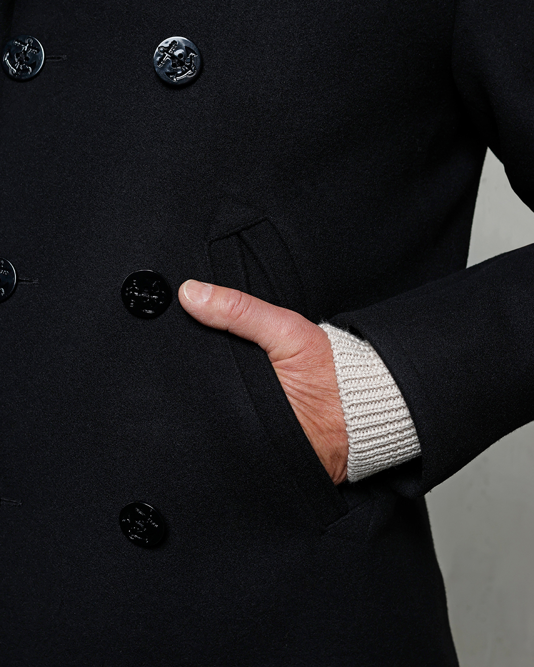 1938 Pea Coat Black Wool