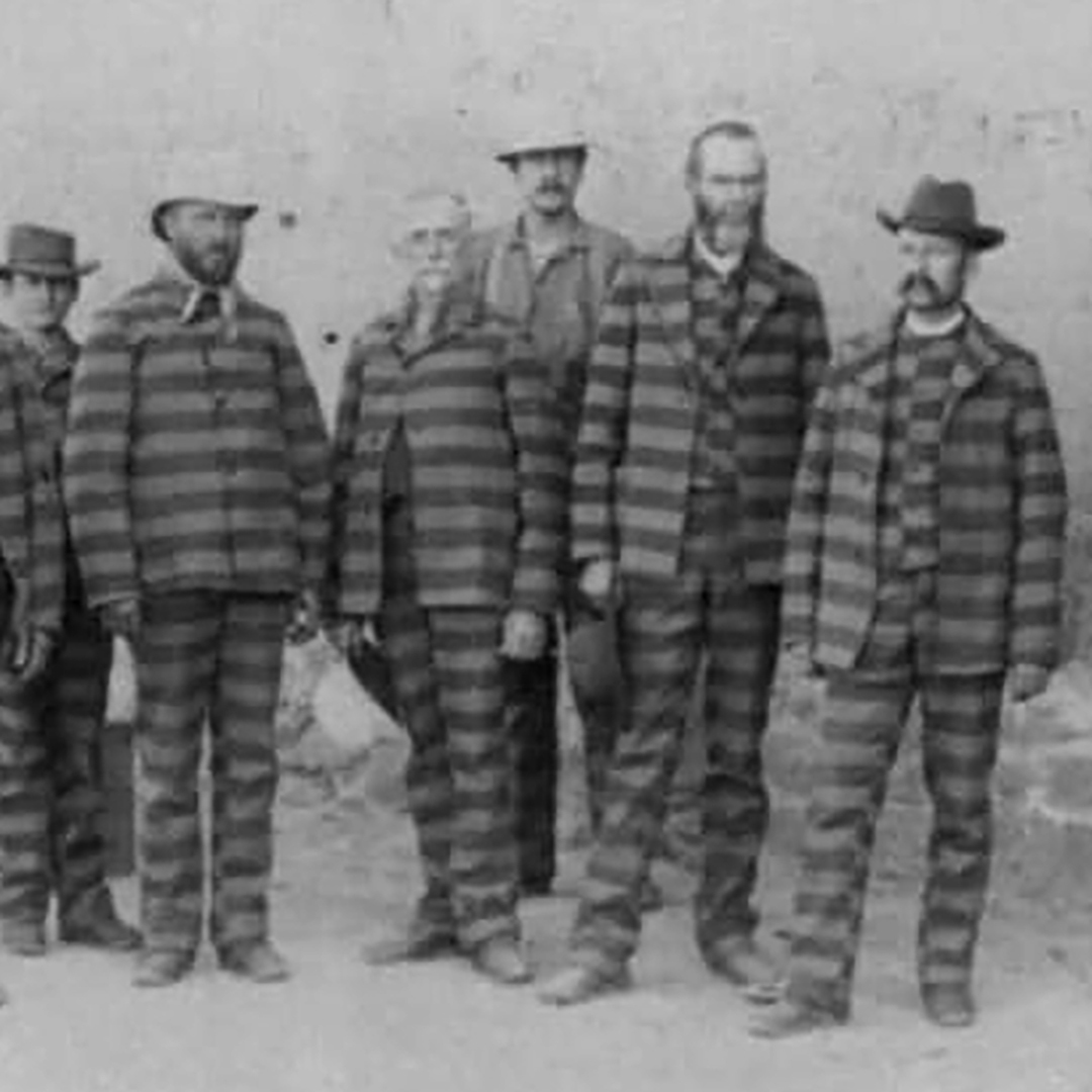 Vintage Prisoners in Stripes with Hats