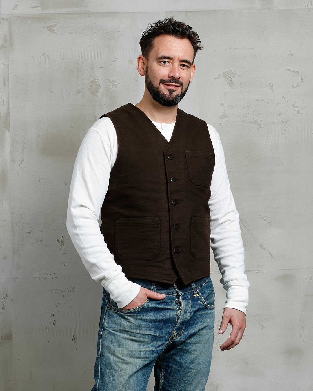 1937 Roamer Vest Moleskin soil brown