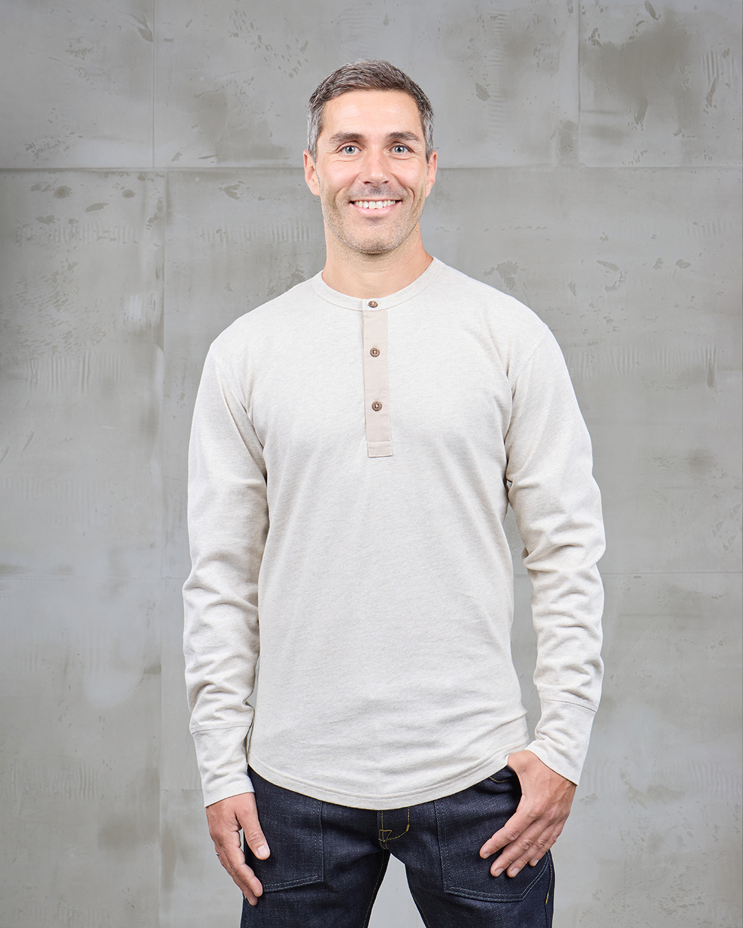 1927 Henley Shirt Long Sleeve Oatmeal