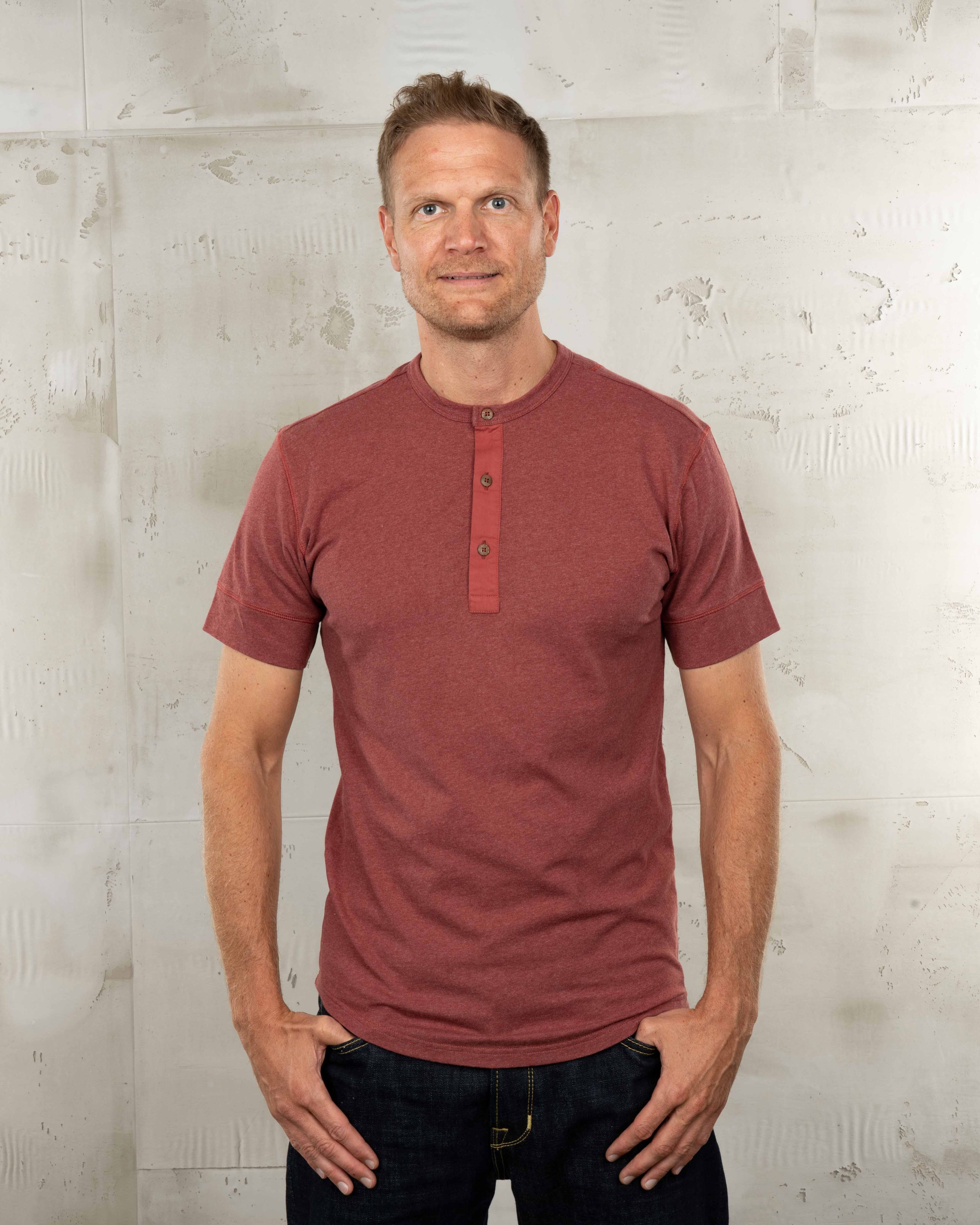 1927 Henley Shirt Short Sleeve Granate Red 1927 Henley Shirt Short Sleeve Granate Red