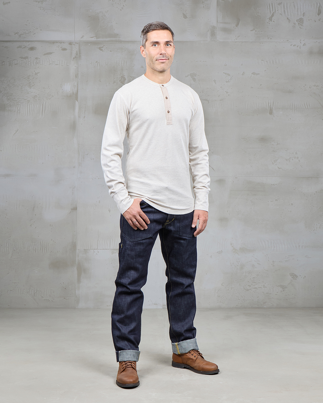 1927 Henley Shirt Long Sleeve Oatmeal