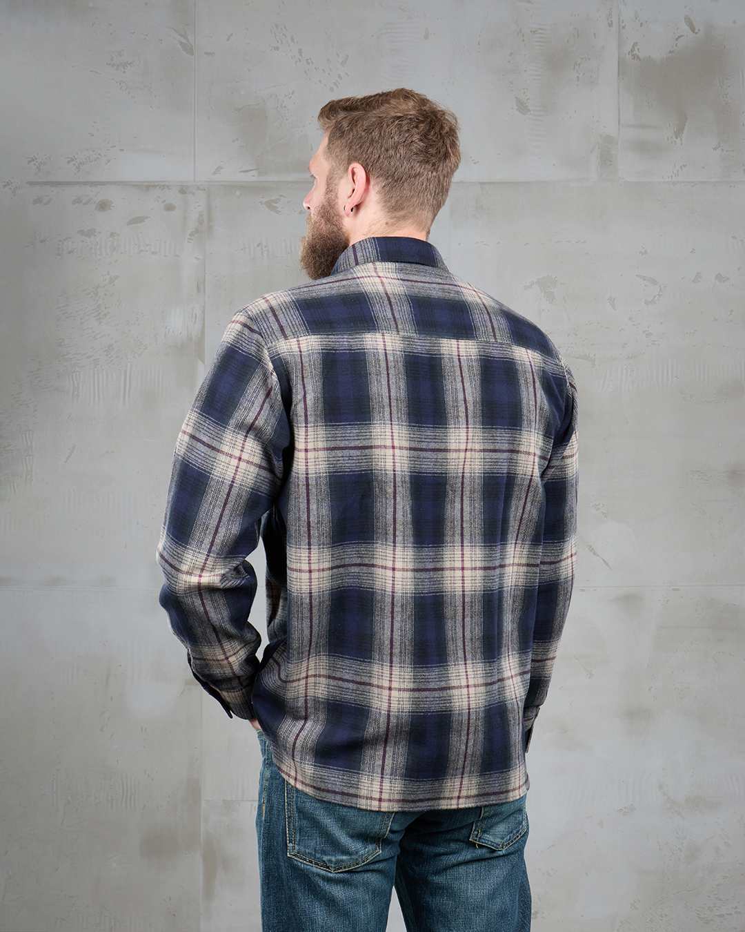 1937 Roamer Shirt blue beige check flannel