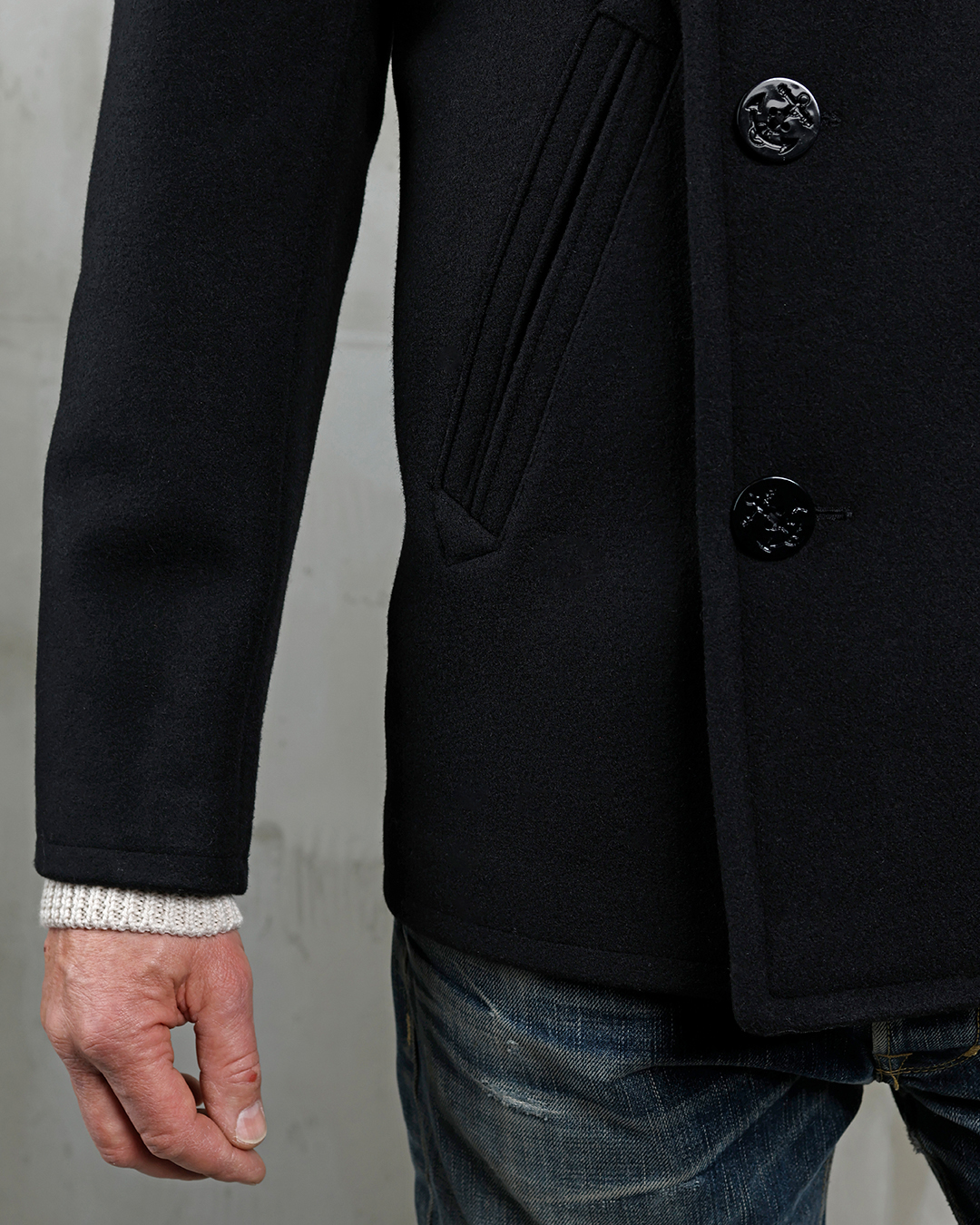 1938 Pea Coat Black Wool