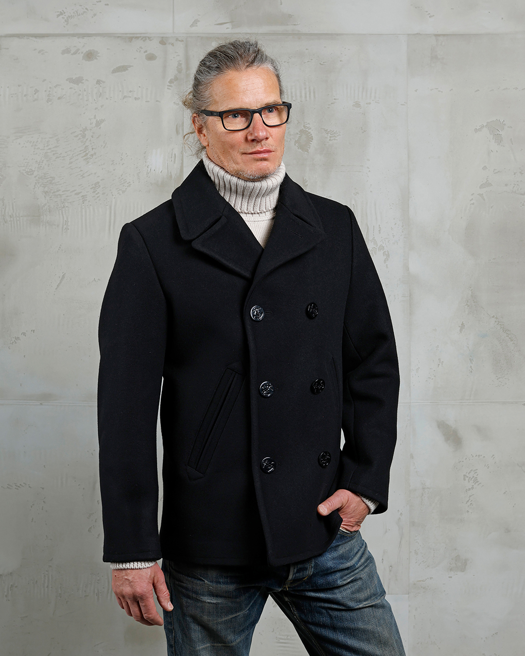 1938 Pea Coat Black Wool