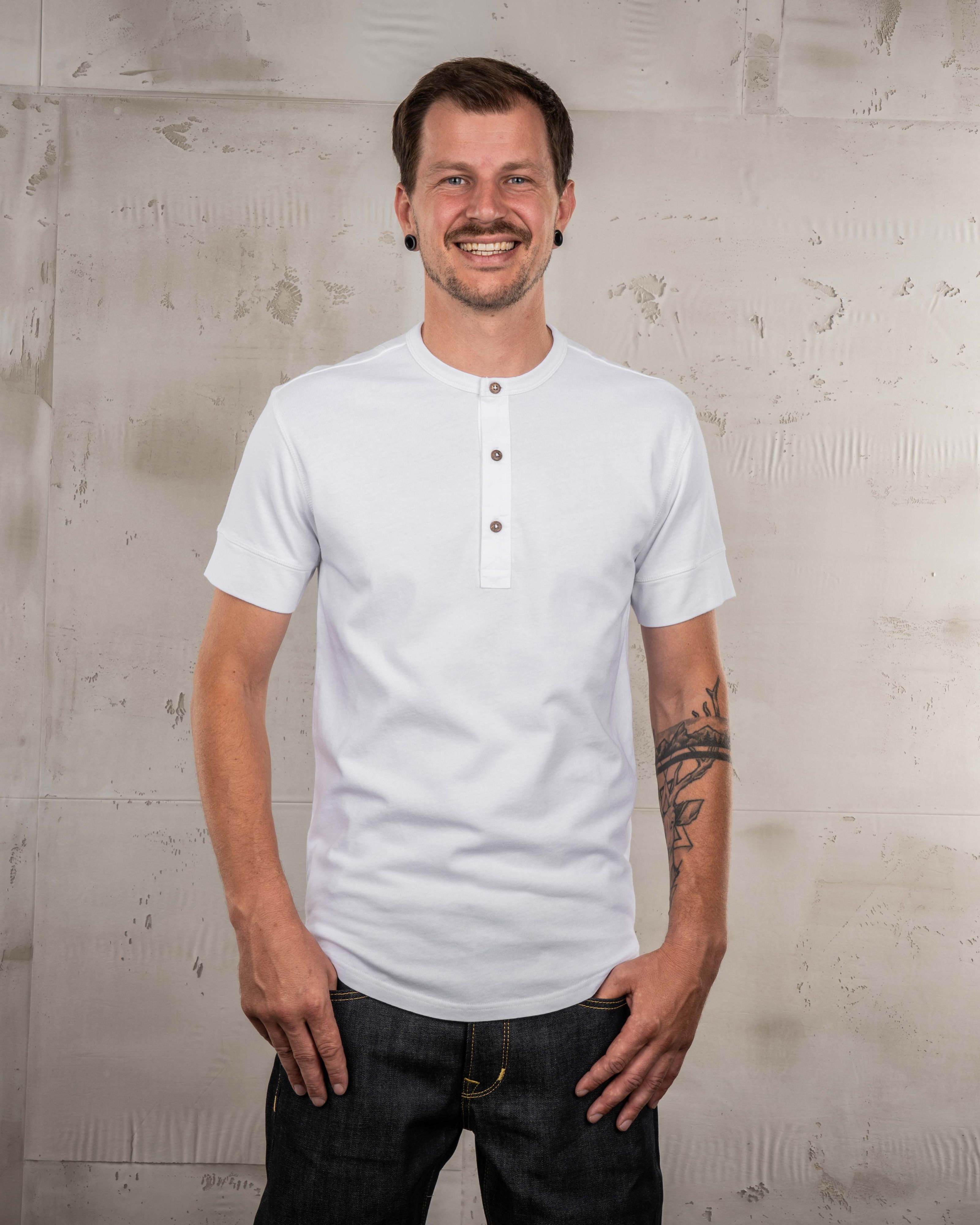 1927 Henley Shirt Short Sleeve Pure White