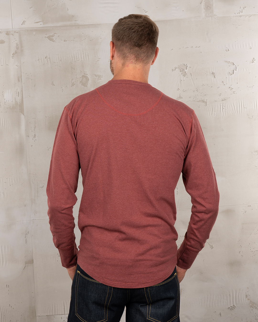 1927 Henley Shirt long sleeve granate red