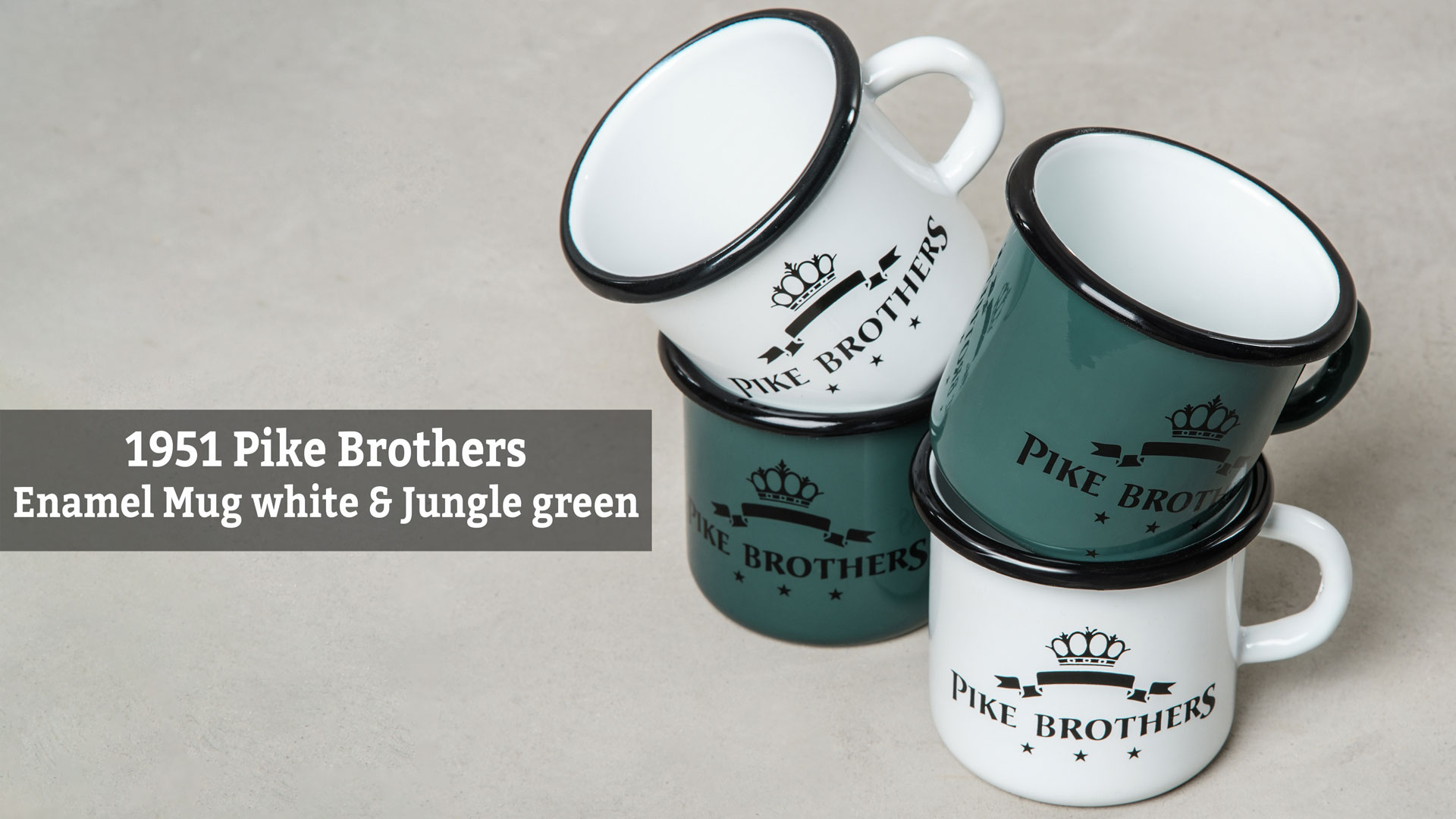 Enamel Mugs White and Green