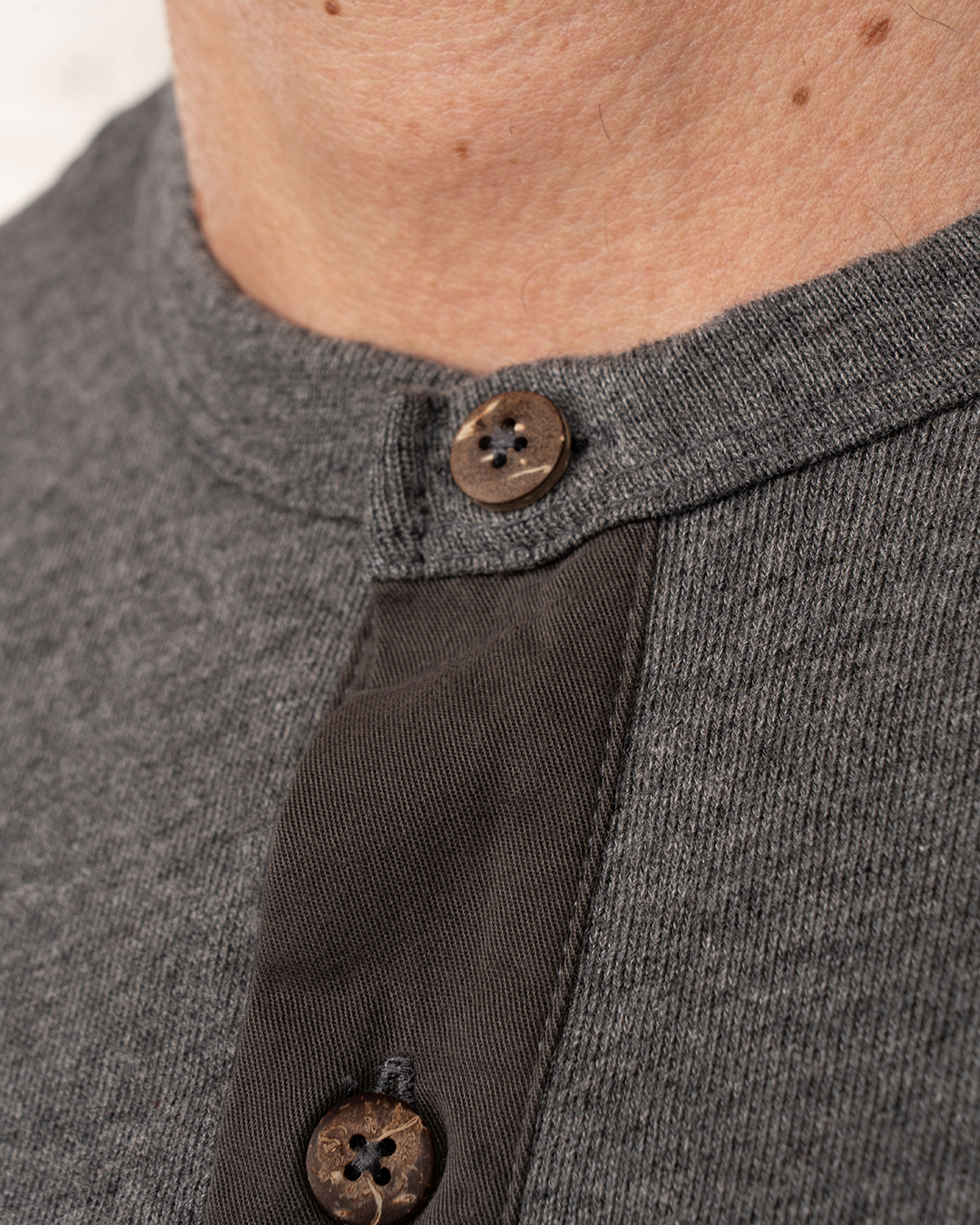 1927 Henley Shirt short sleeve grey melange