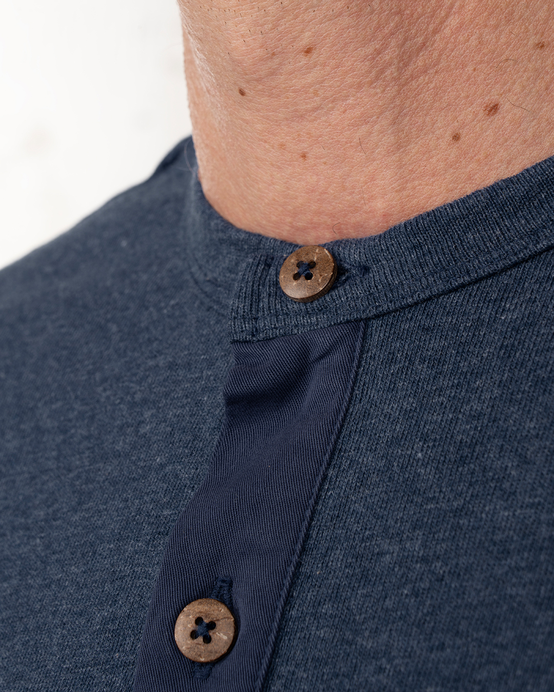 1927 Henley Shirt short sleeve indigo melange