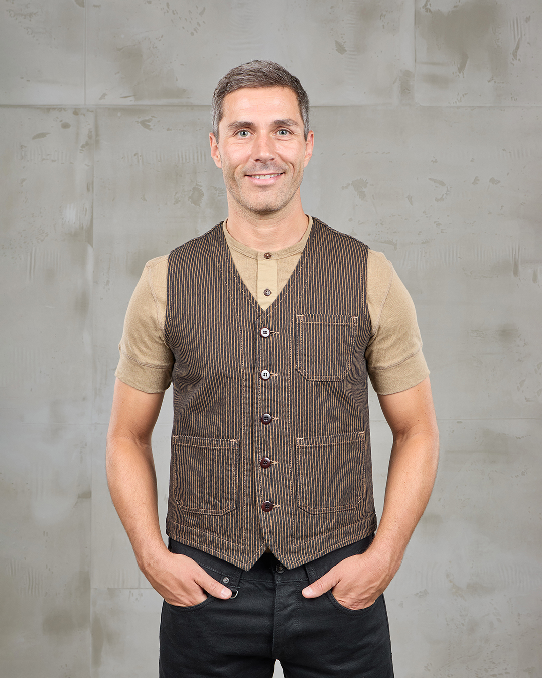 1937 Roamer Vest hickory stripe brown