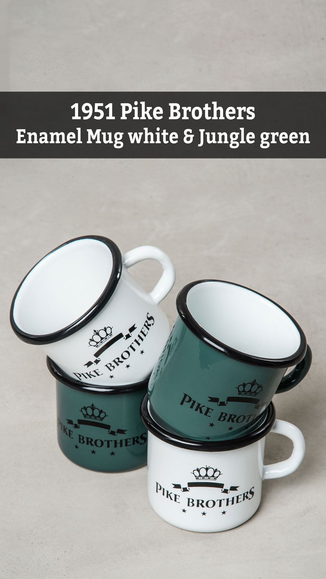 Enamel Mugs White and Green