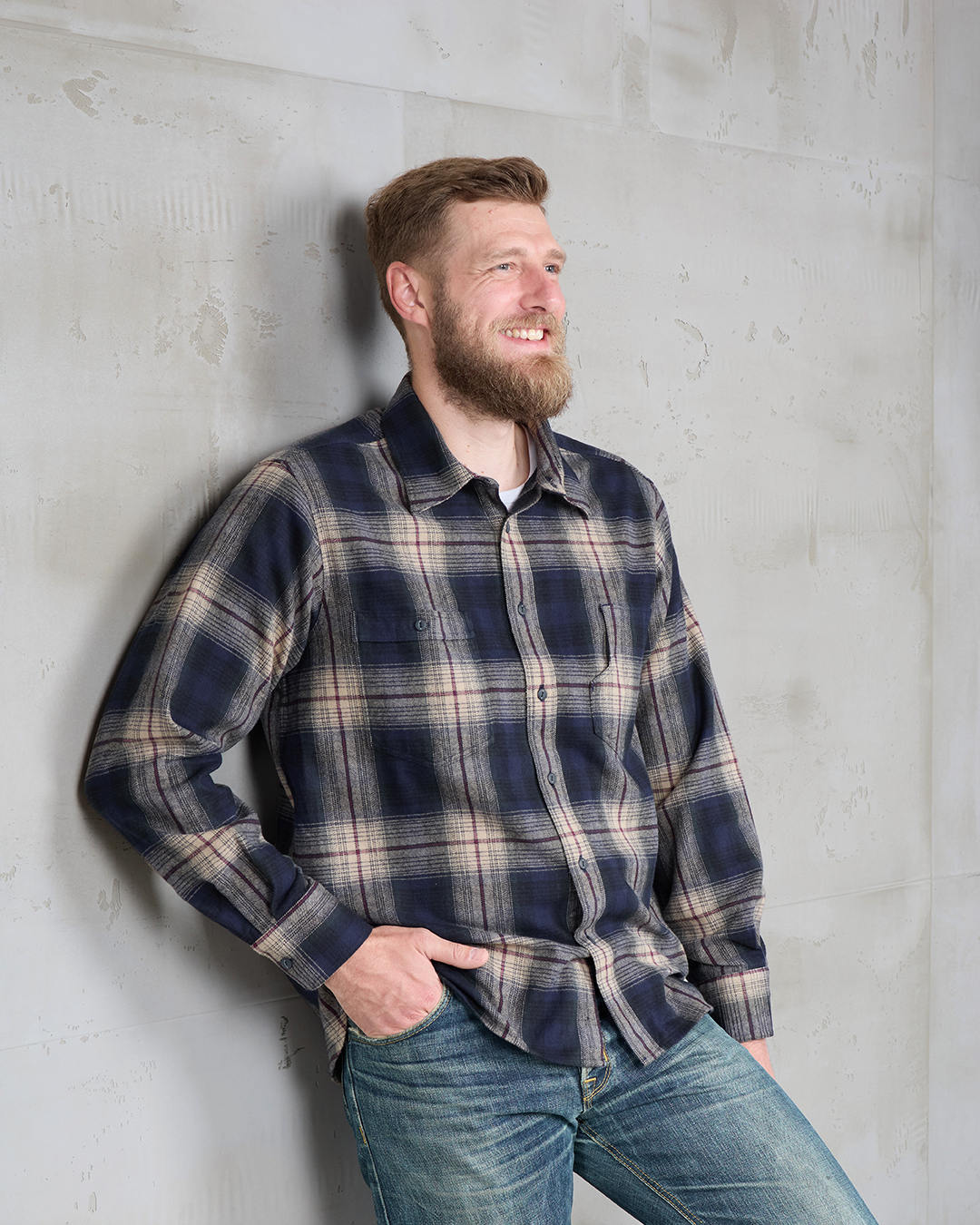 1937 Roamer Shirt blue beige check flannel