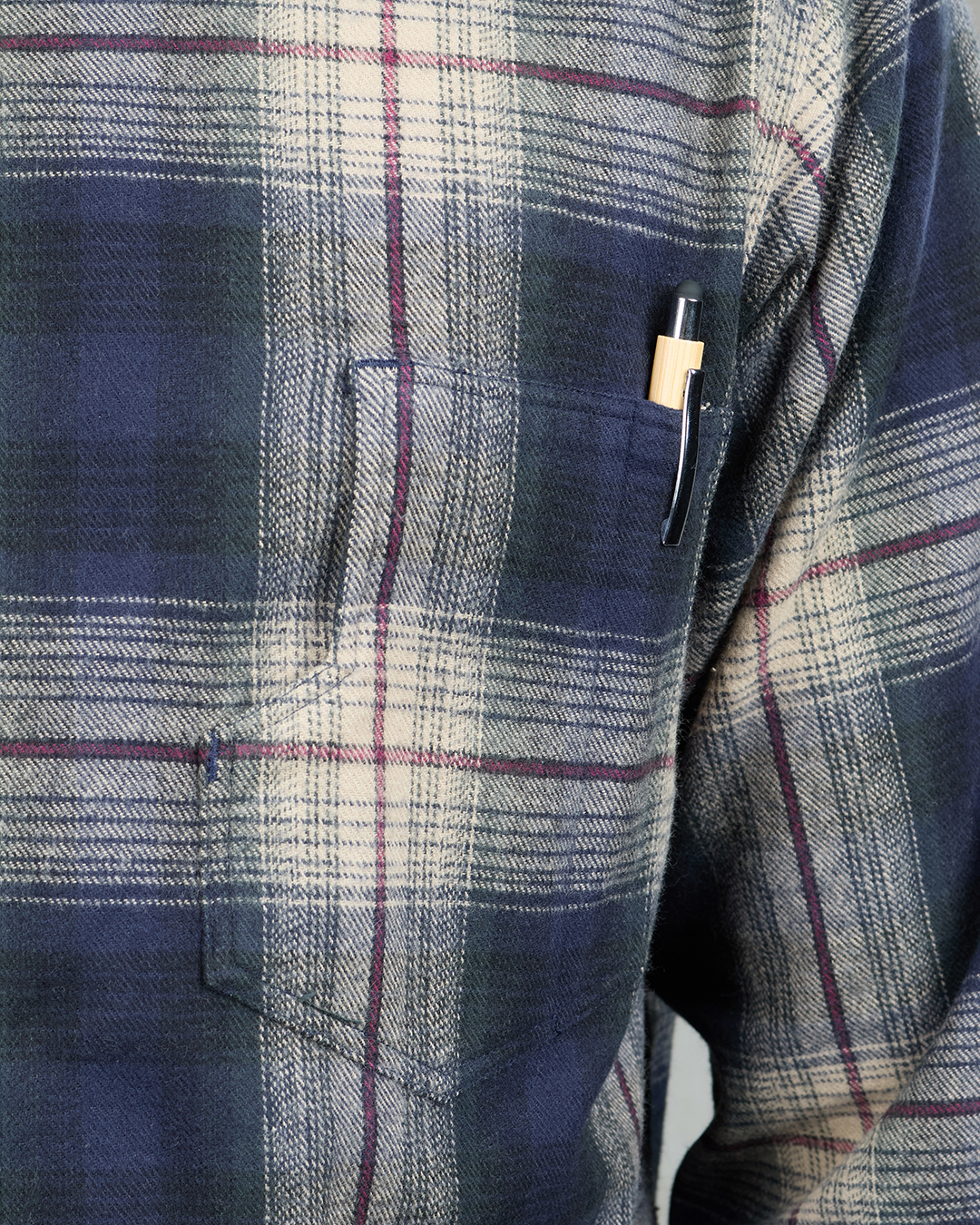 1937 Roamer Shirt blue beige check flannel