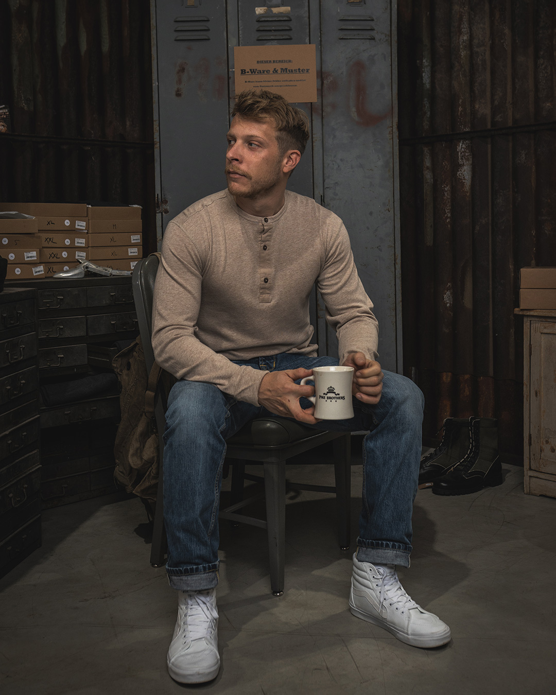 1927 Henley Shirt Long Sleeve ecru melange