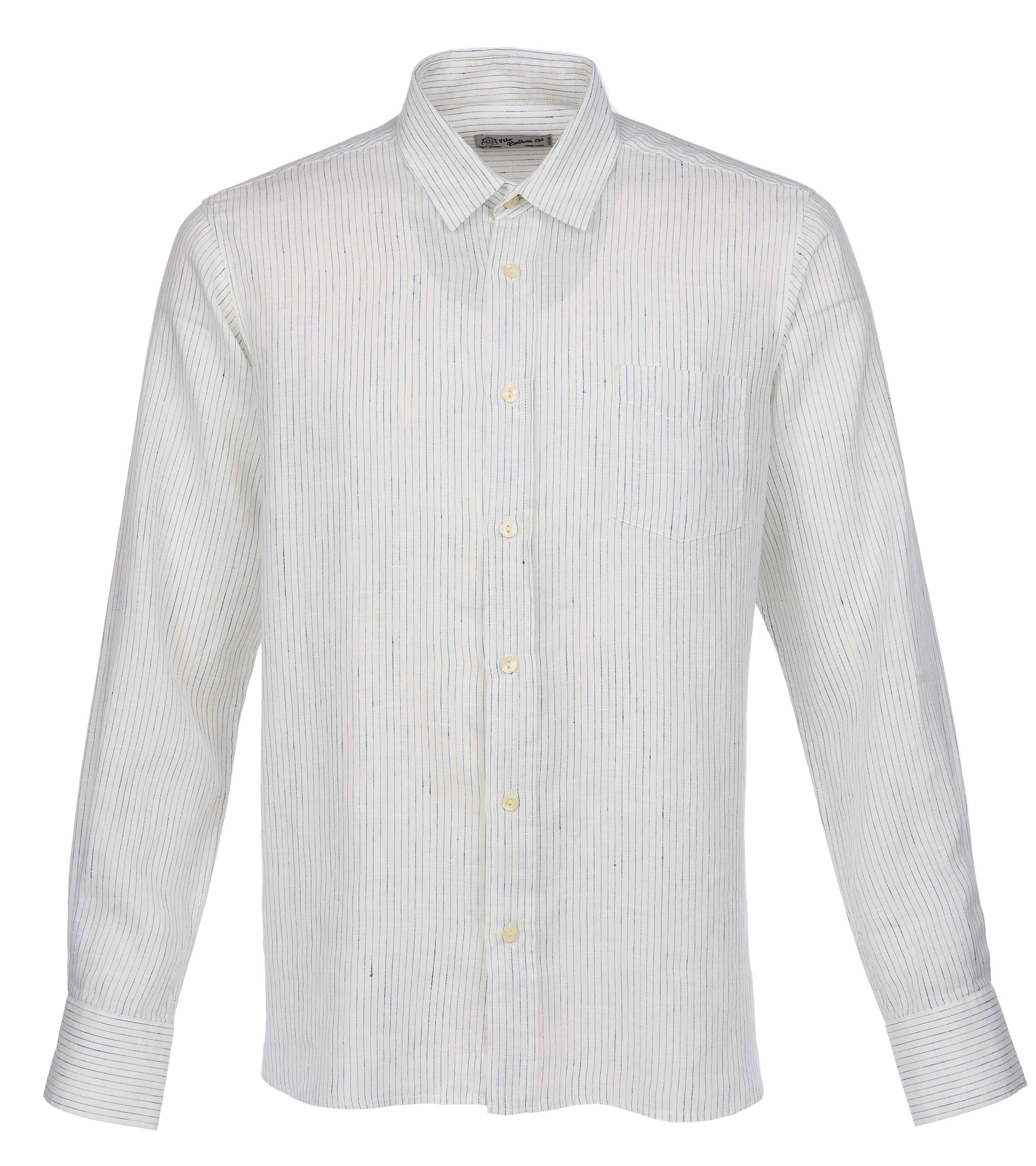 1947 Albatros Shirt white blue linen