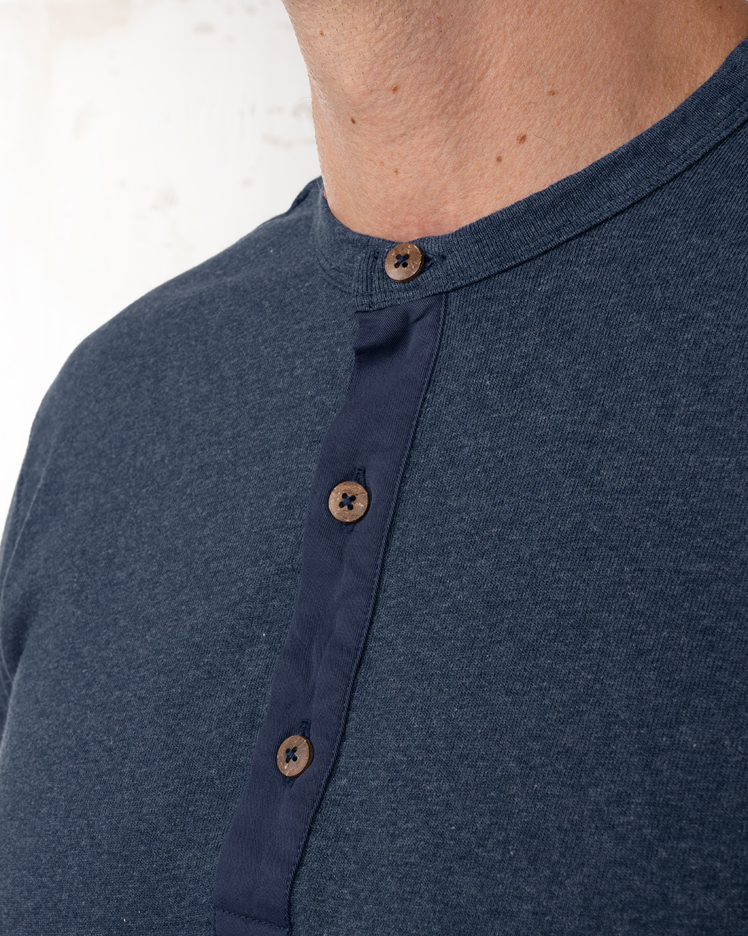 1927 Henley Shirt short sleeve indigo melange