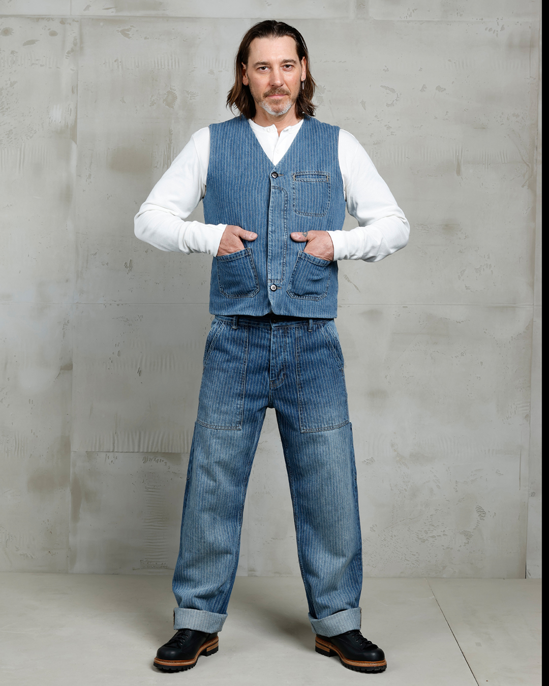 1948 Crafter Vest Blue Wabash Rinsed