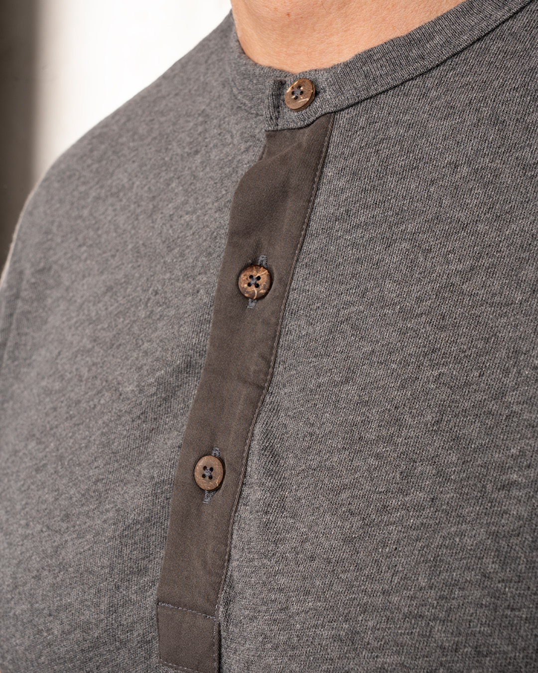1927 Henley Shirt short sleeve grey melange