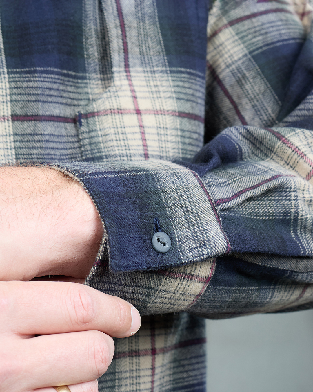 1937 Roamer Shirt blue beige check flannel