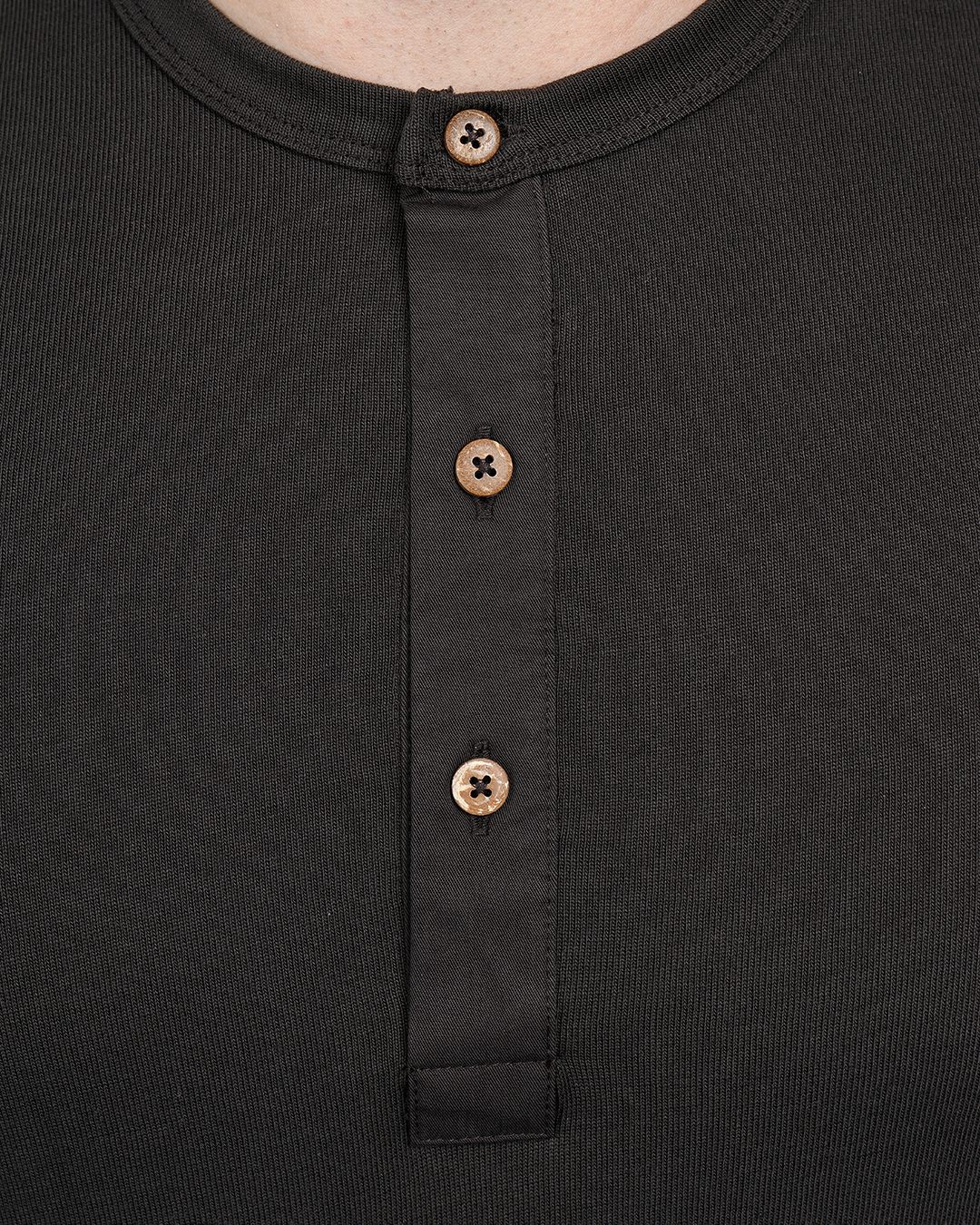 1927 Henley Shirt Long Sleeve Faded Black
