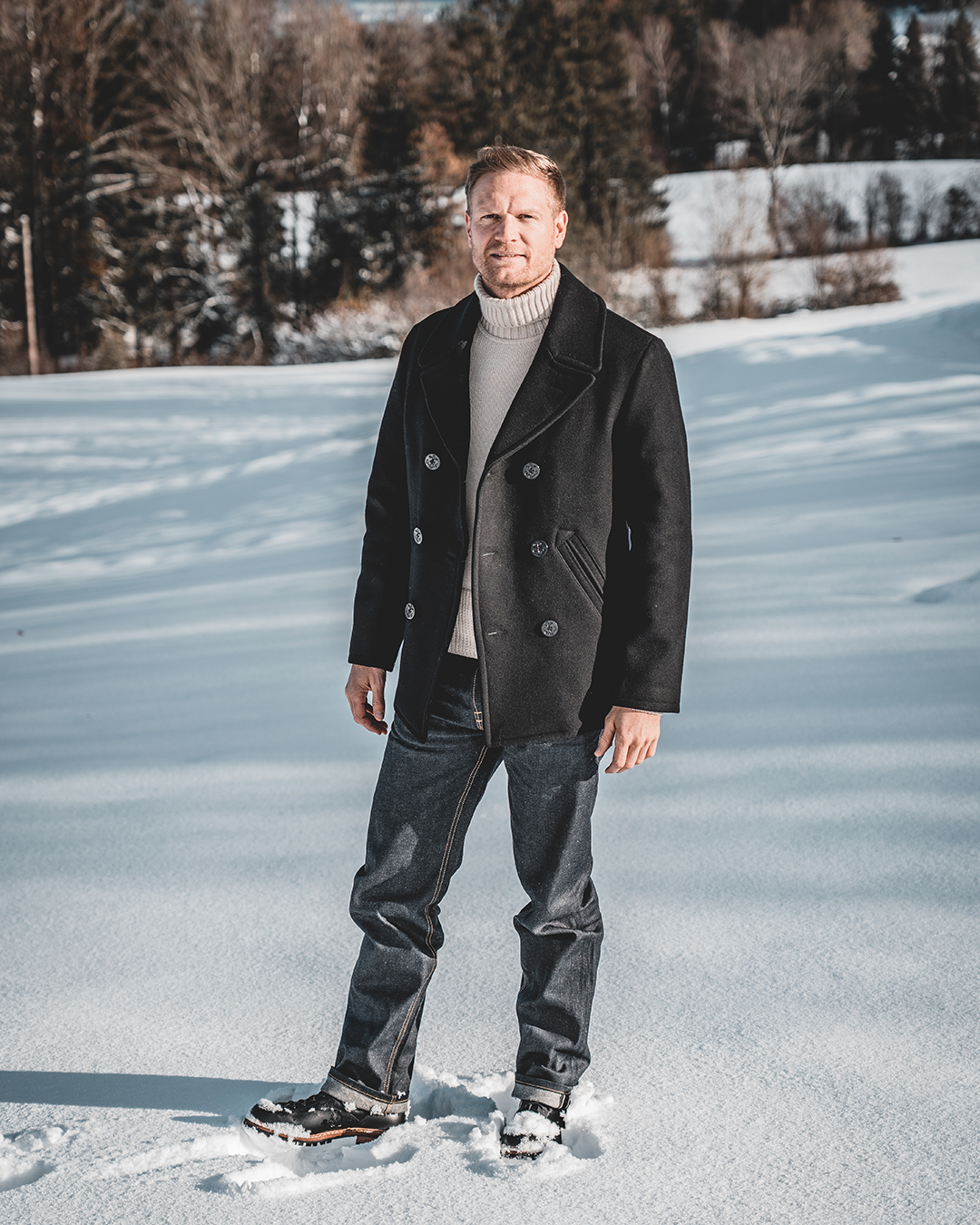1938 Pea Coat Black Wool 1938 Pea Coat Black Wool