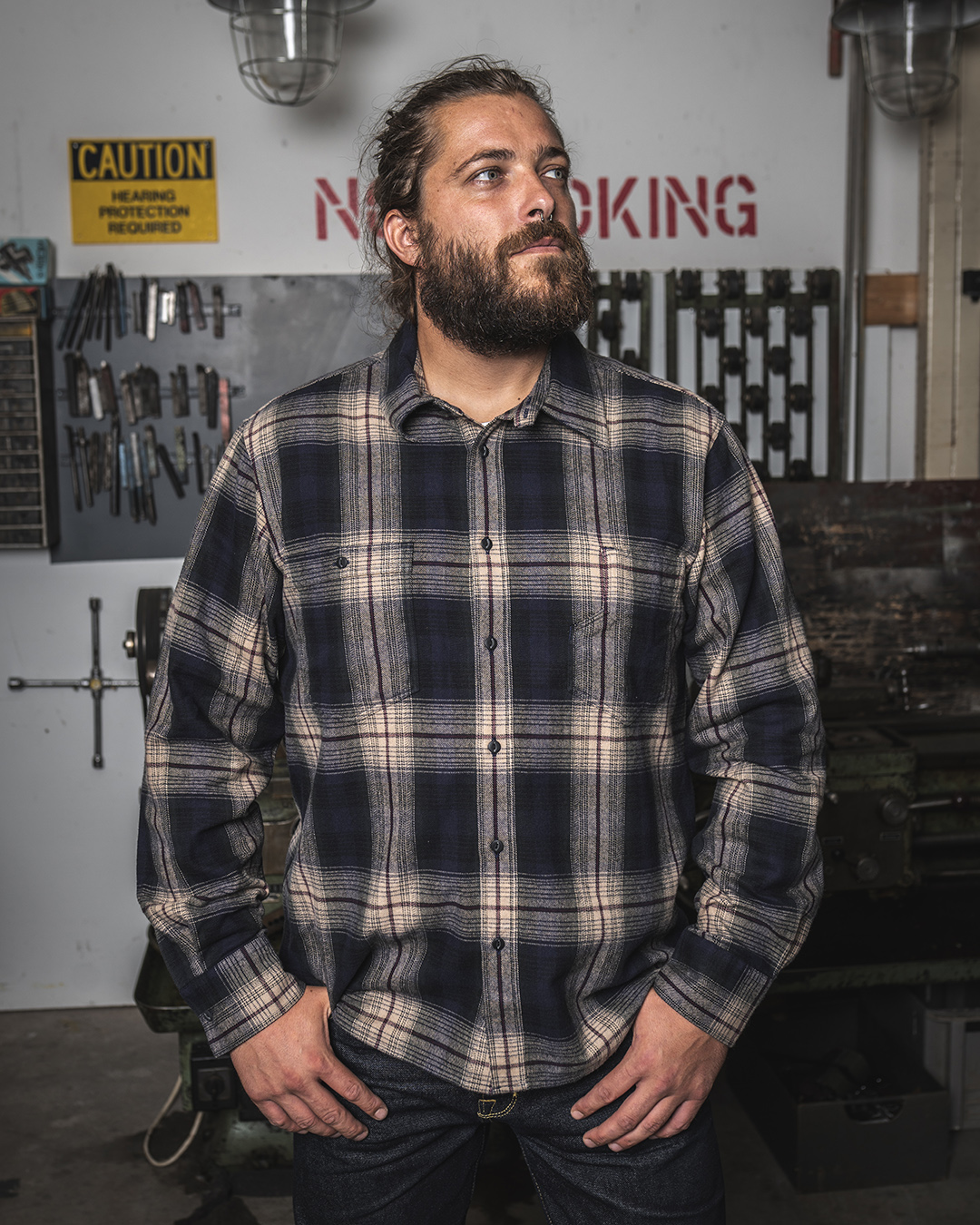 1937 Roamer Shirt blue beige check flannel 1937 Roamer Shirt blue beige check flannel