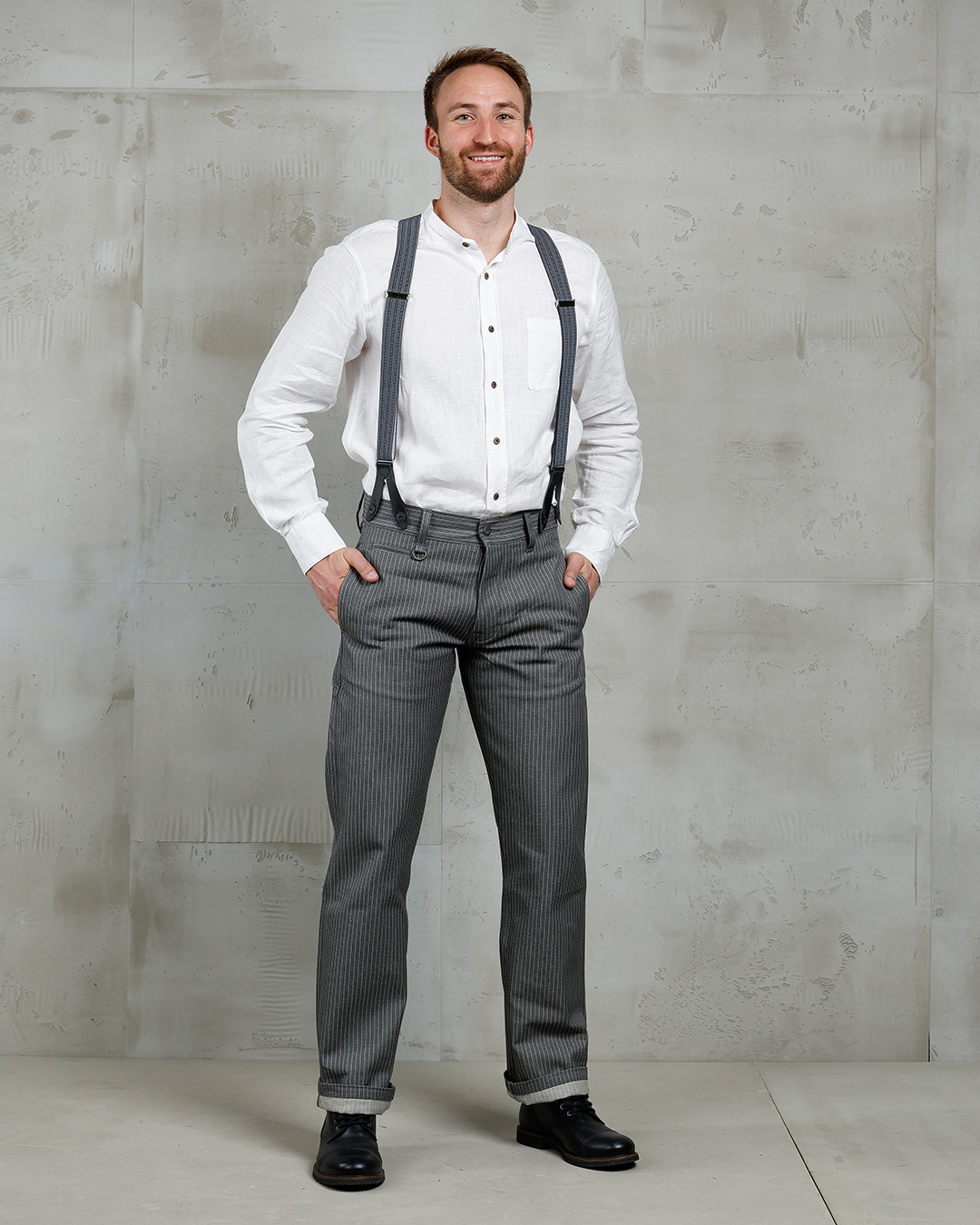 grey dress pants with suspenders Light Grey Suspenders & Green Bow Tie