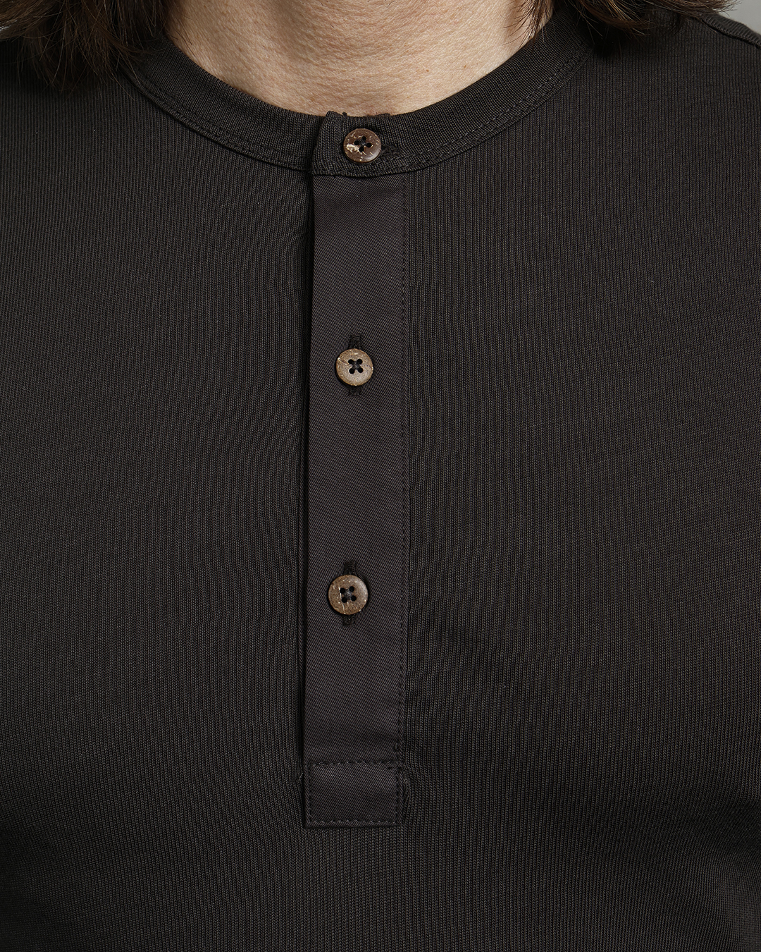 1927 Henley Shirt Long Sleeve Coffee