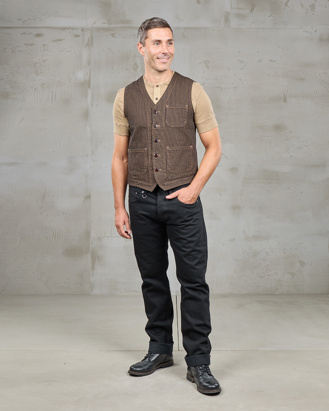 1937 Roamer Vest hickory stripe brown