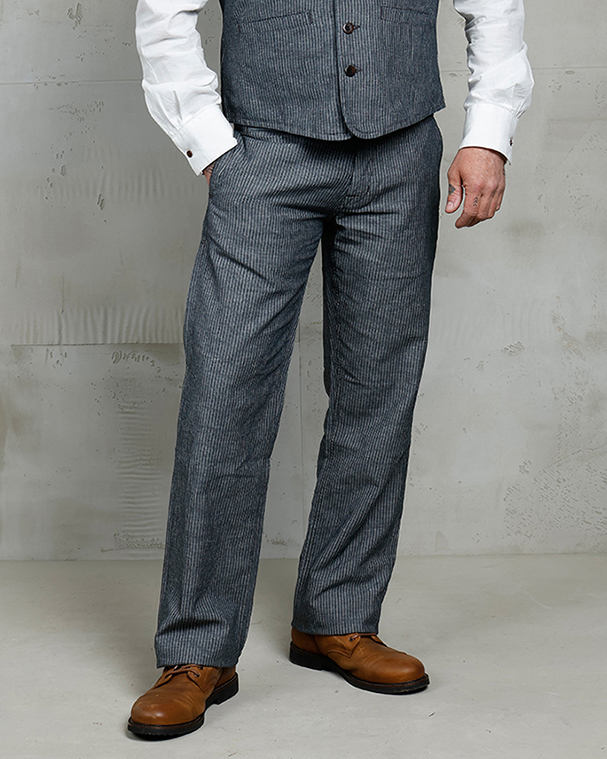 1942 Hunting Pant Grey Striped Linen