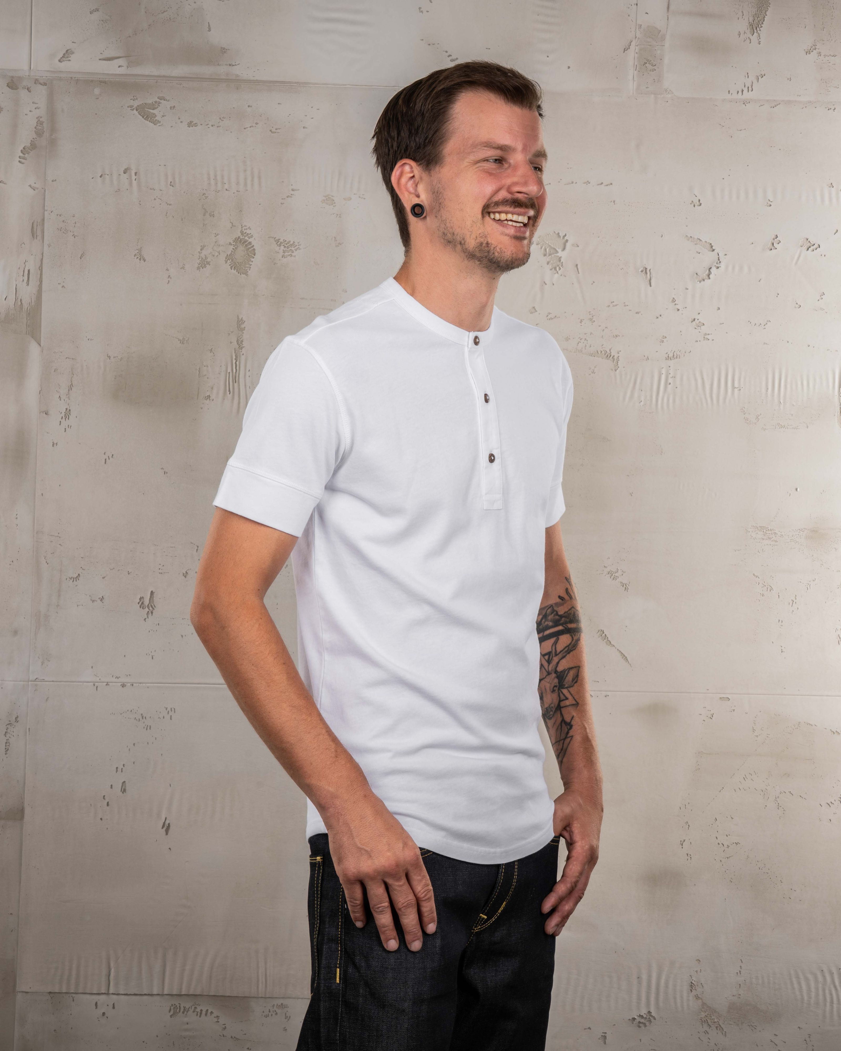 1927 Henley Shirt Short Sleeve Pure White
