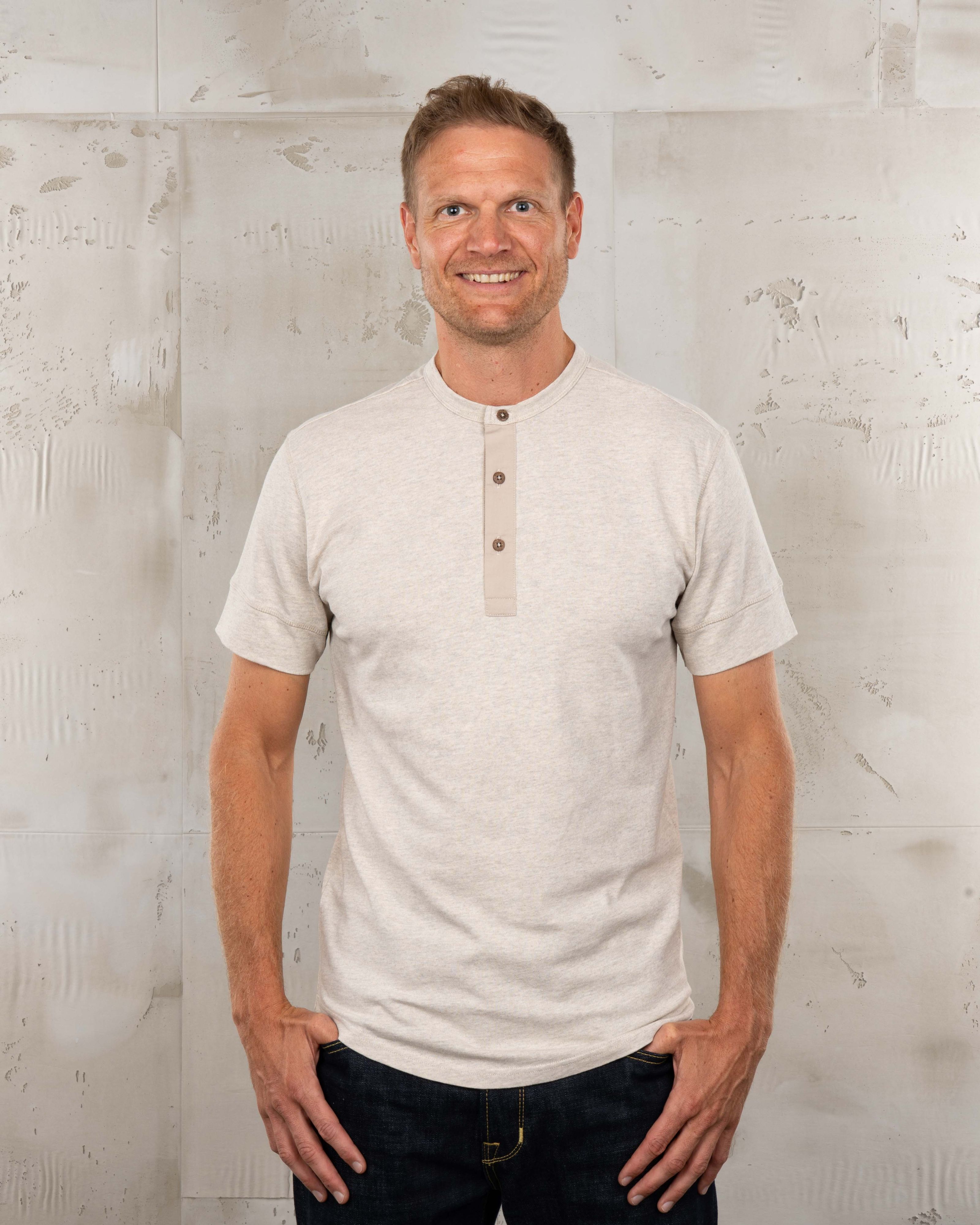1927 Henley Shirt Short Sleeve Ecru Melange 1927 Henley Shirt Short Sleeve Ecru Melange