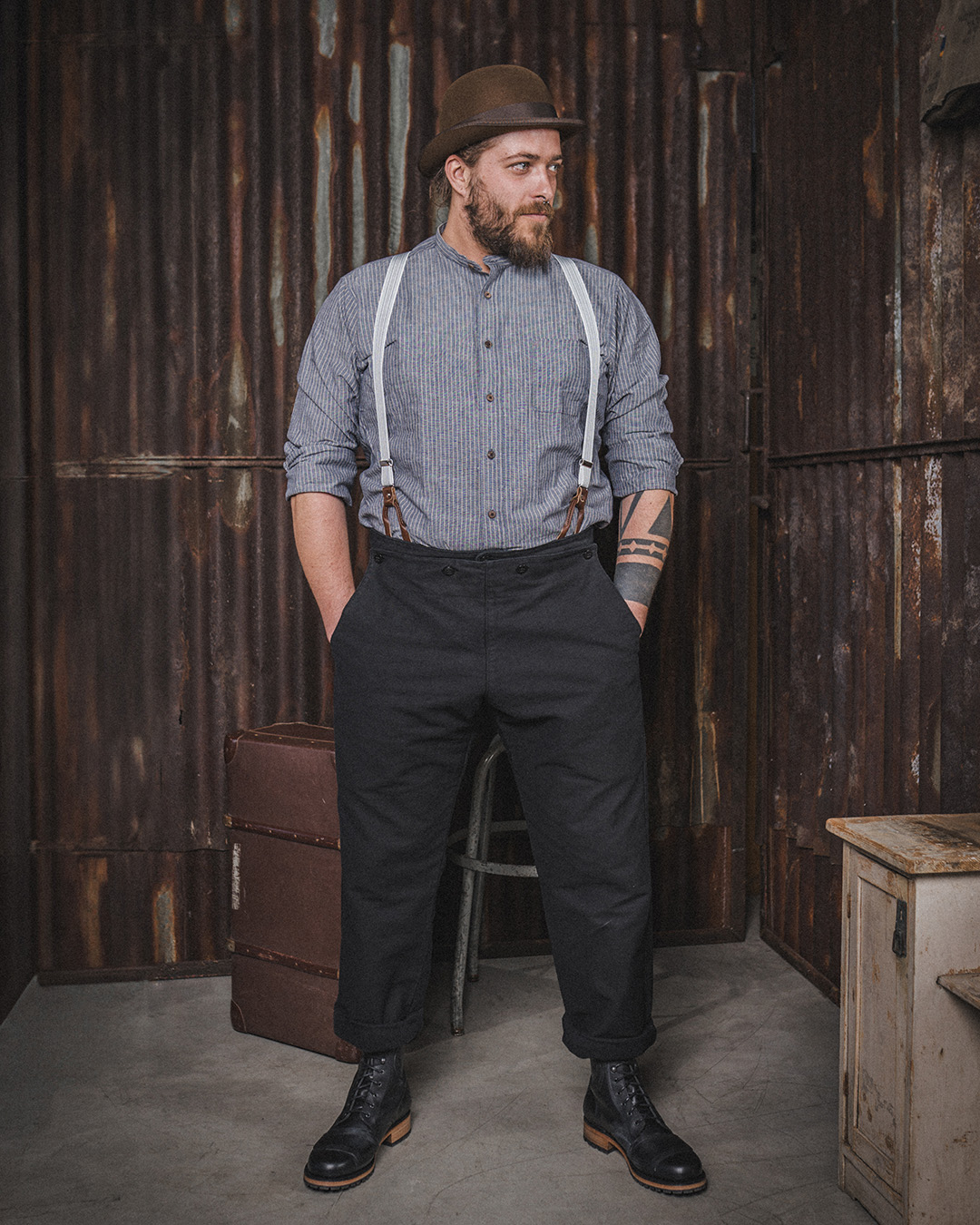 1935 Machinist Trousers Elephant Skin Black
