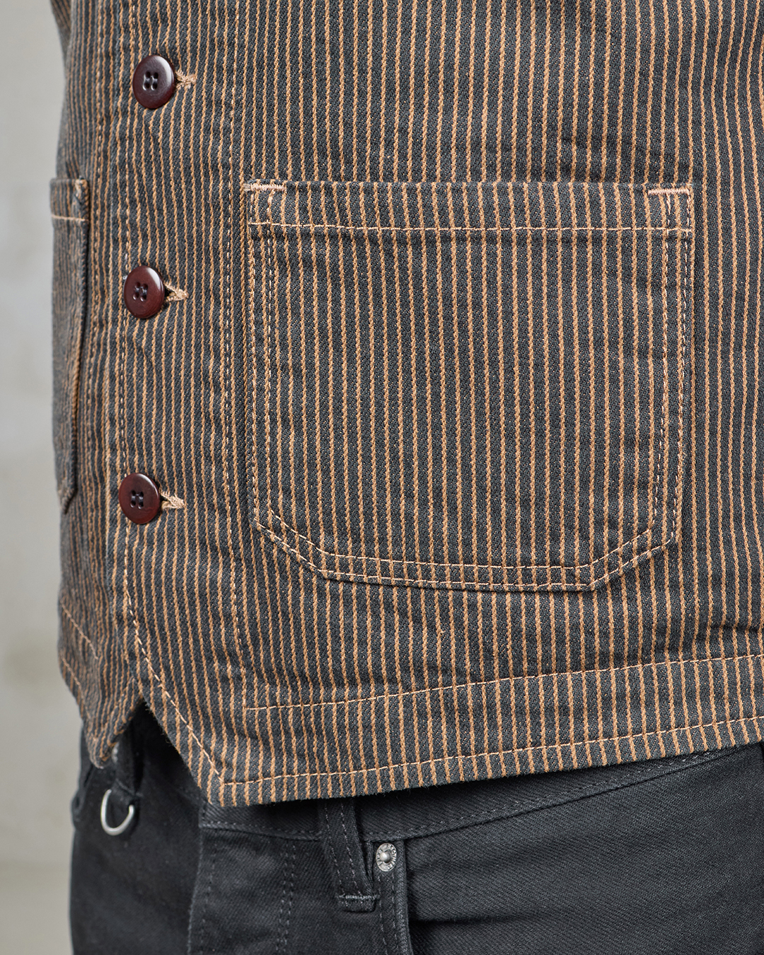 1937 Roamer Vest hickory stripe brown