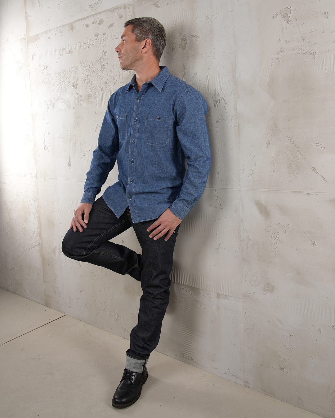 1940 USN Chambray Shirt Harbor Blue