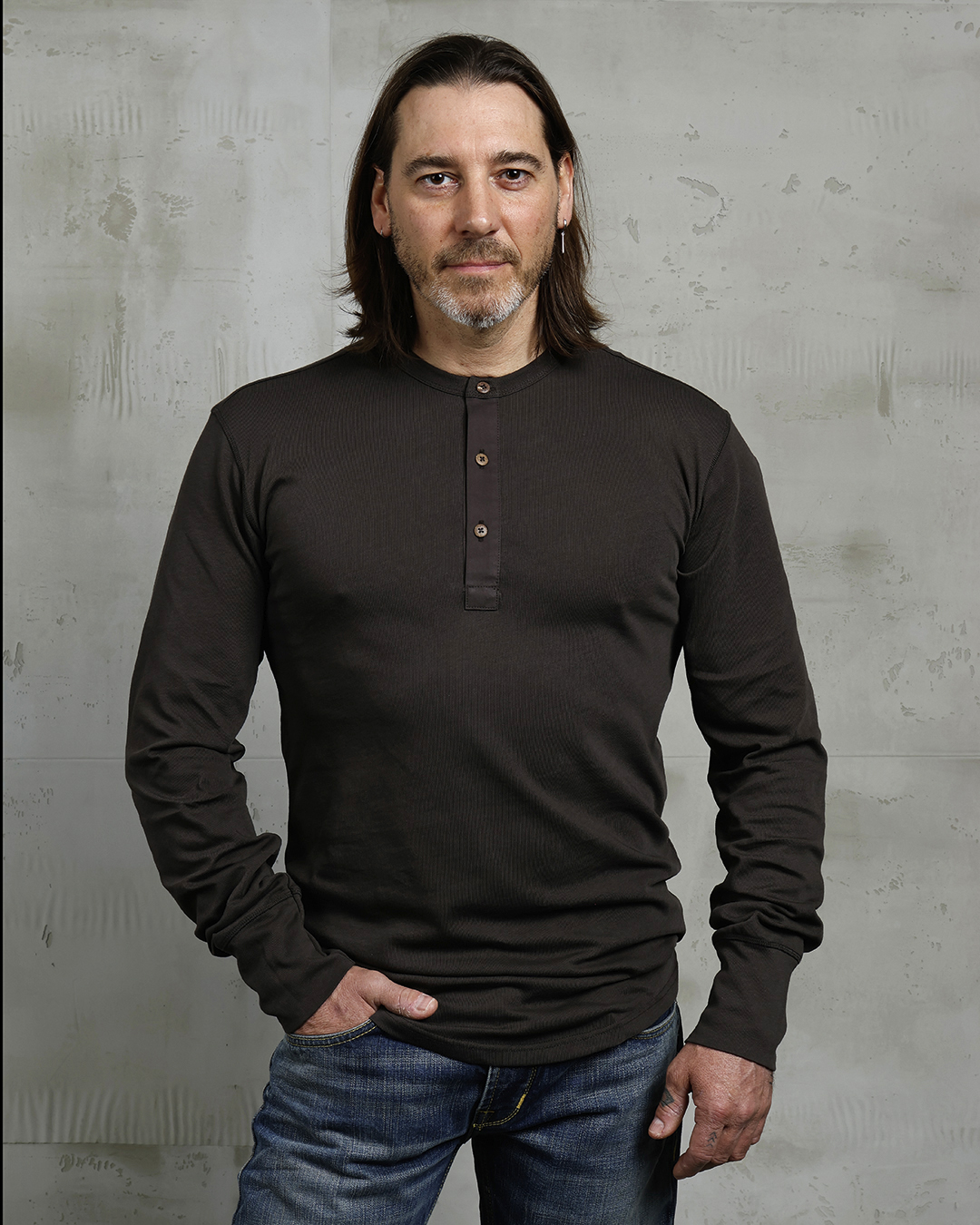 1927 Henley Shirt Long Sleeve Coffee