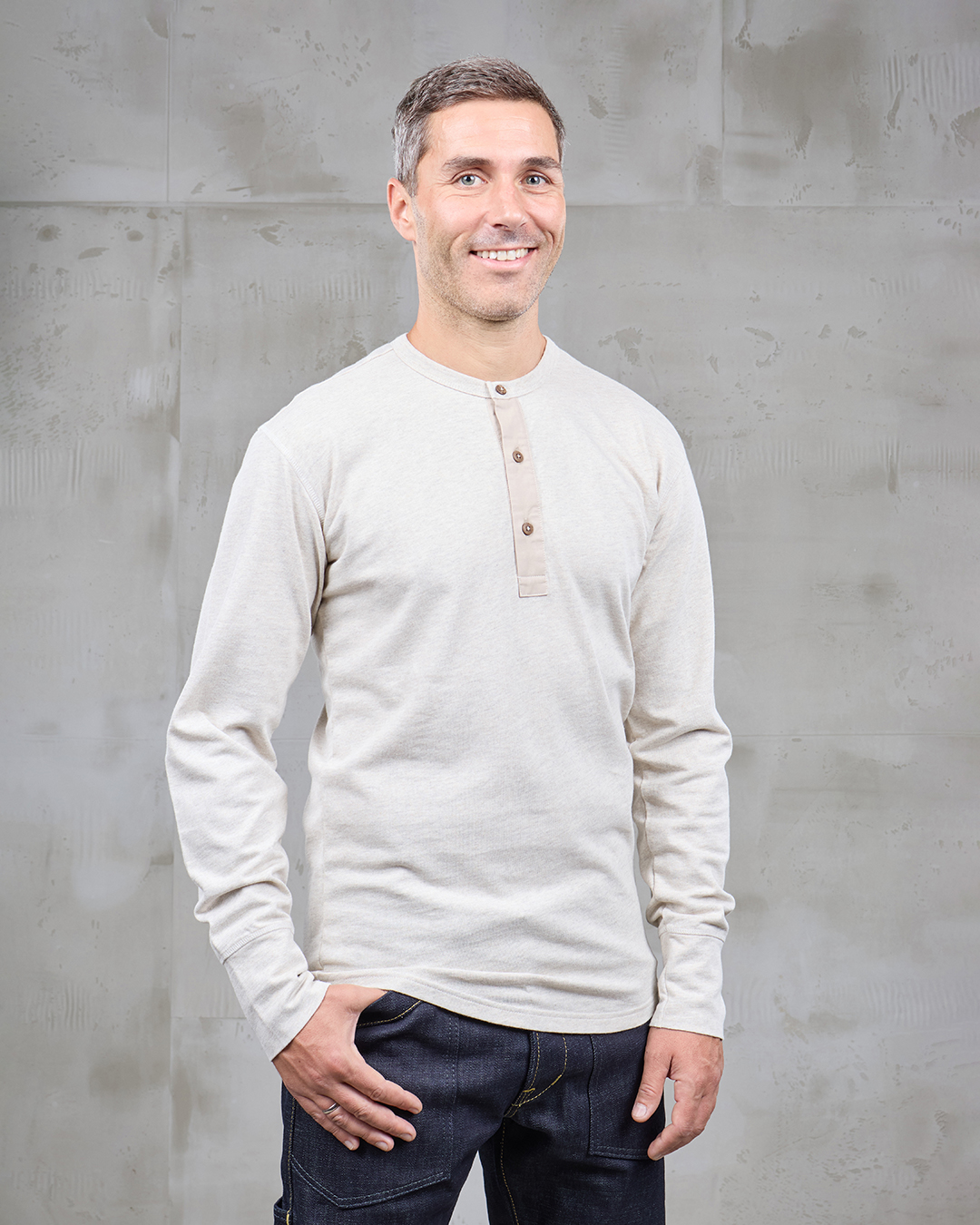 1927 Henley Shirt Long Sleeve Oatmeal