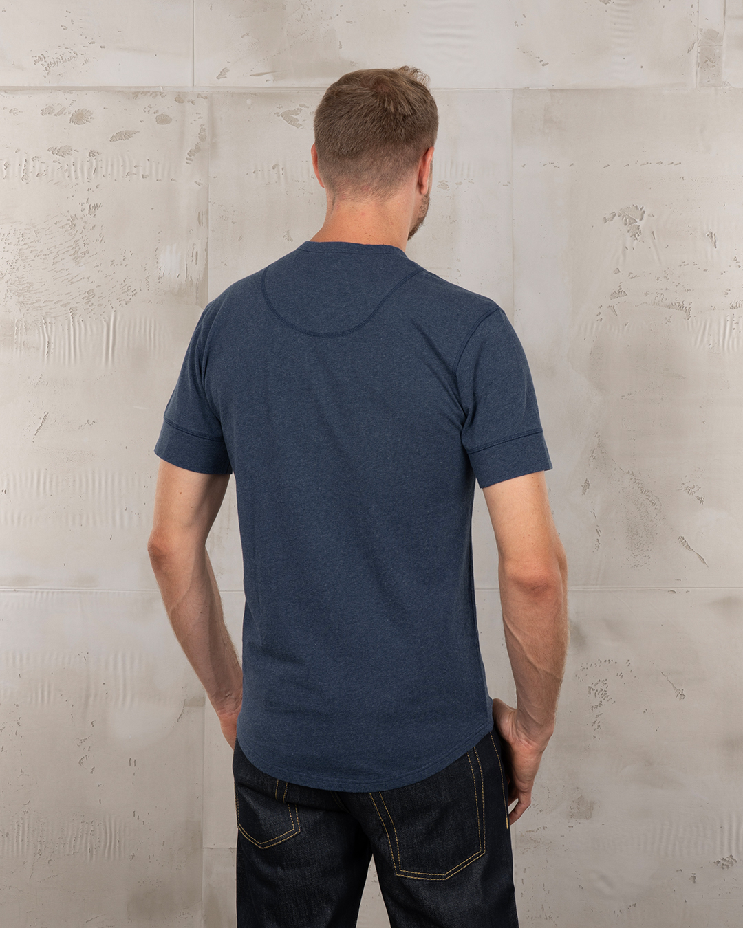 1927 Henley Shirt short sleeve indigo melange