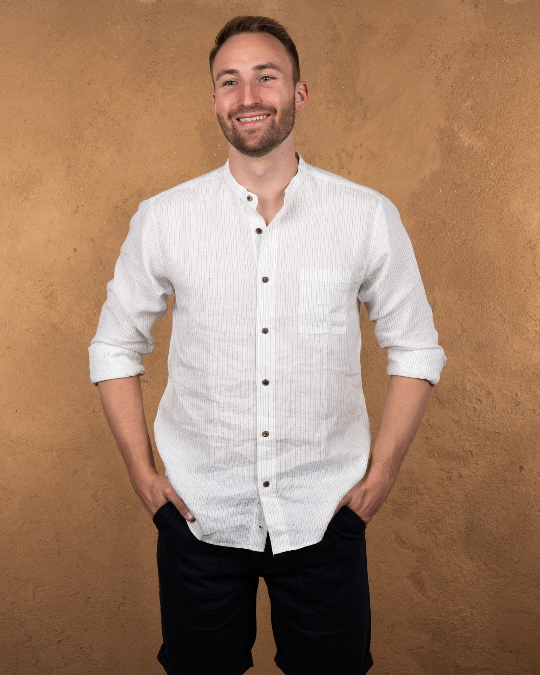 1923 Buccanoy Shirt White Blue Linen